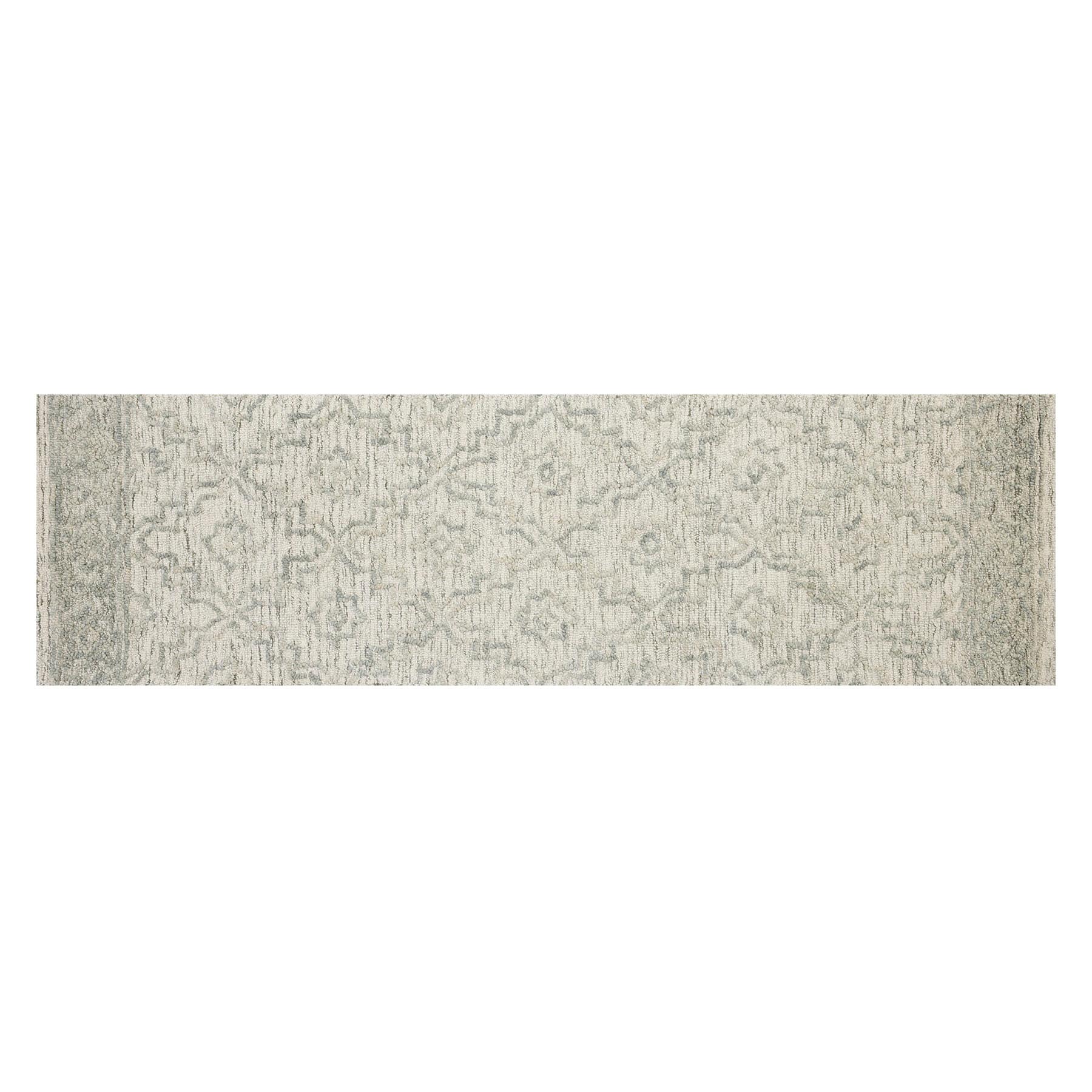(A512) Providence Esmond Silver & Grey Floral Design Runner, 2x7