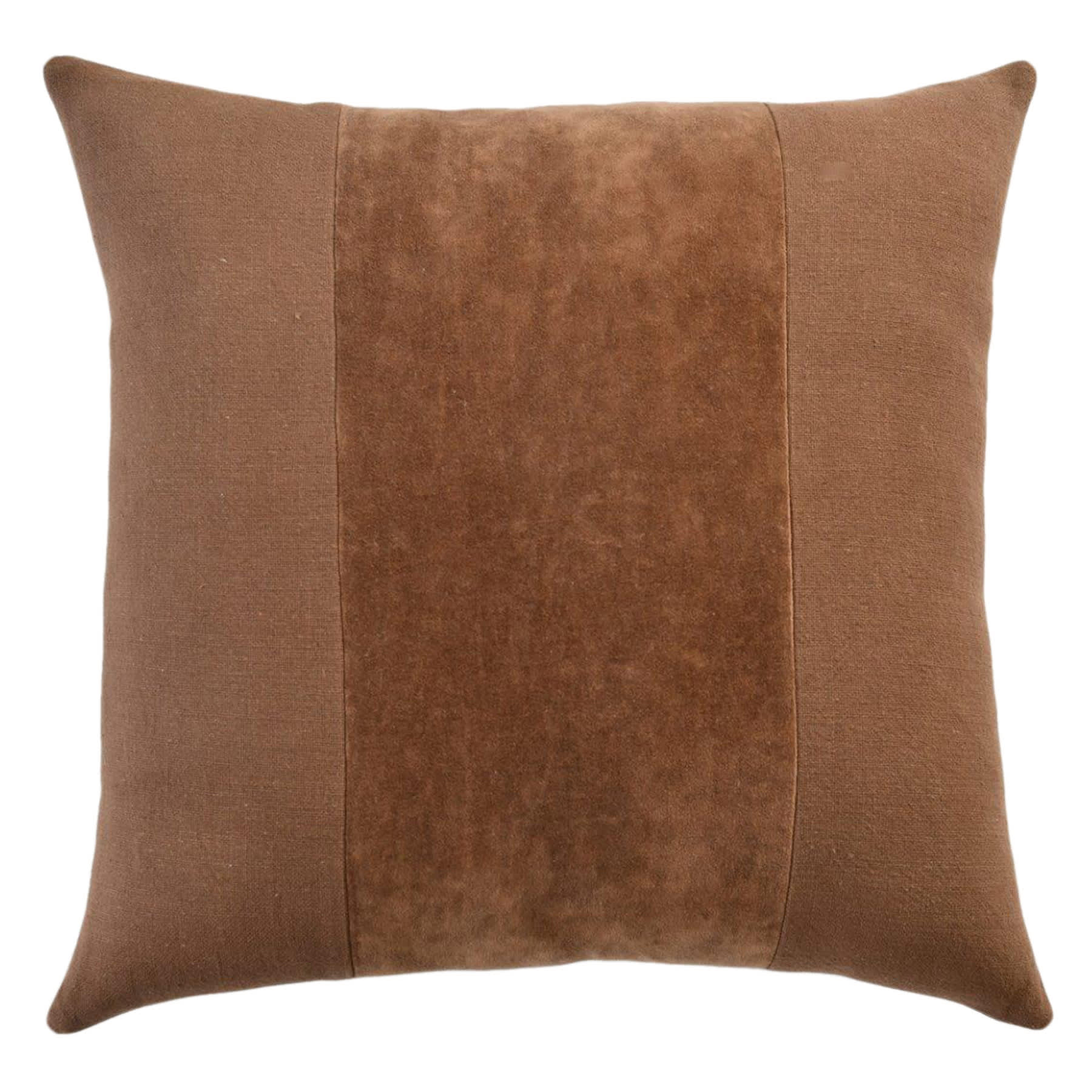 Crosby St. Brown Cotton Slub & Velvet Throw Pillow, 18"