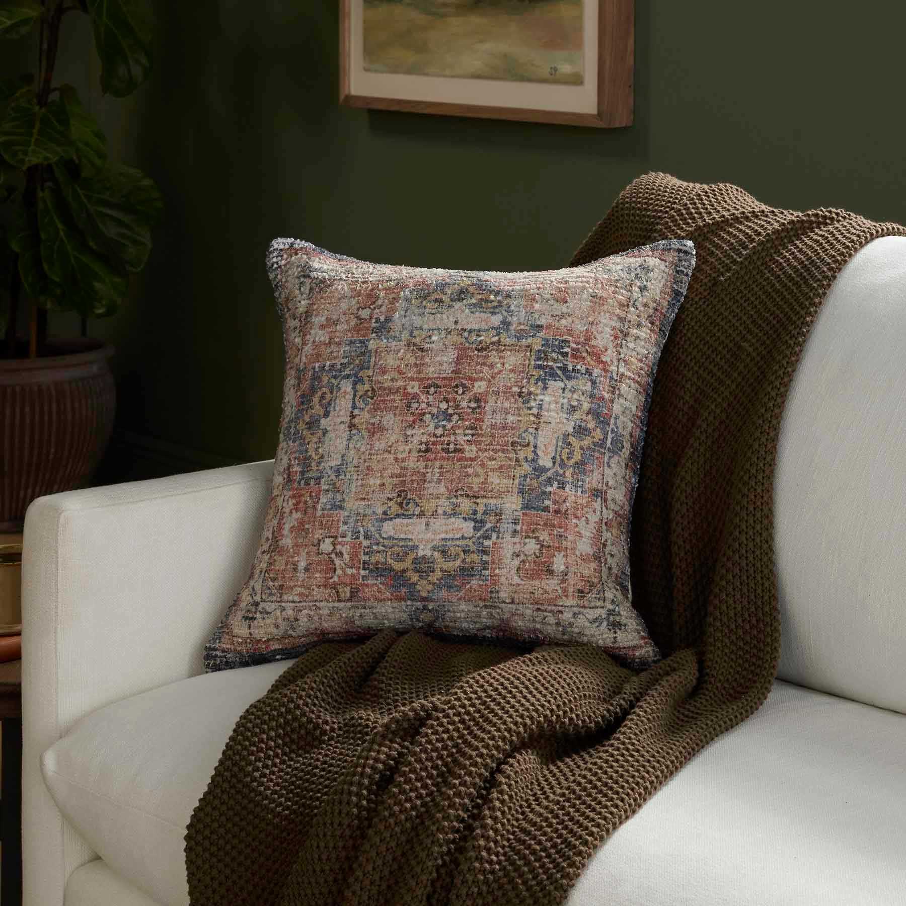 Loloi Rust Printed Throw Pillow, 18"