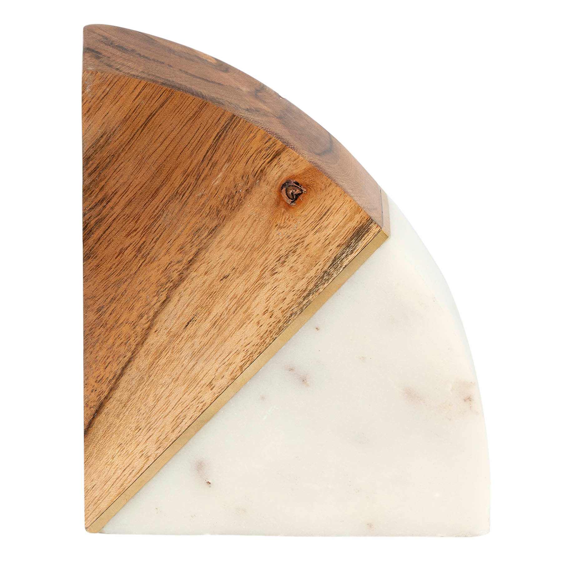 1-Piece Wood & Marble Quarter Circle Bookend