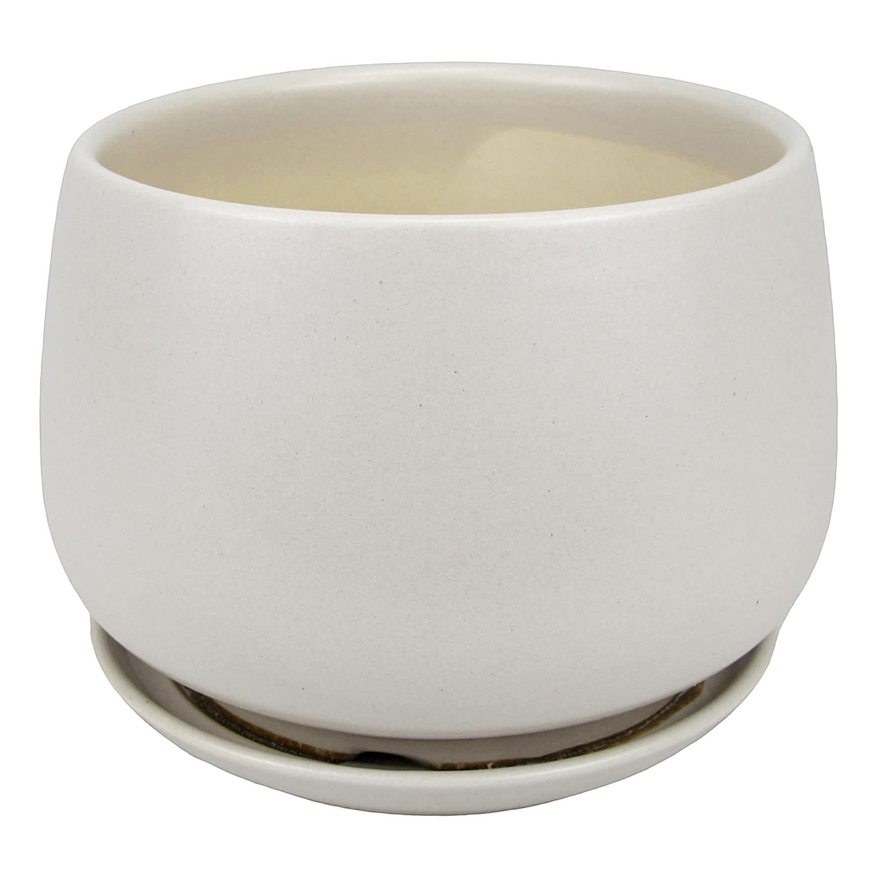 Indoor Neutral Round Planter with Saucer, Small