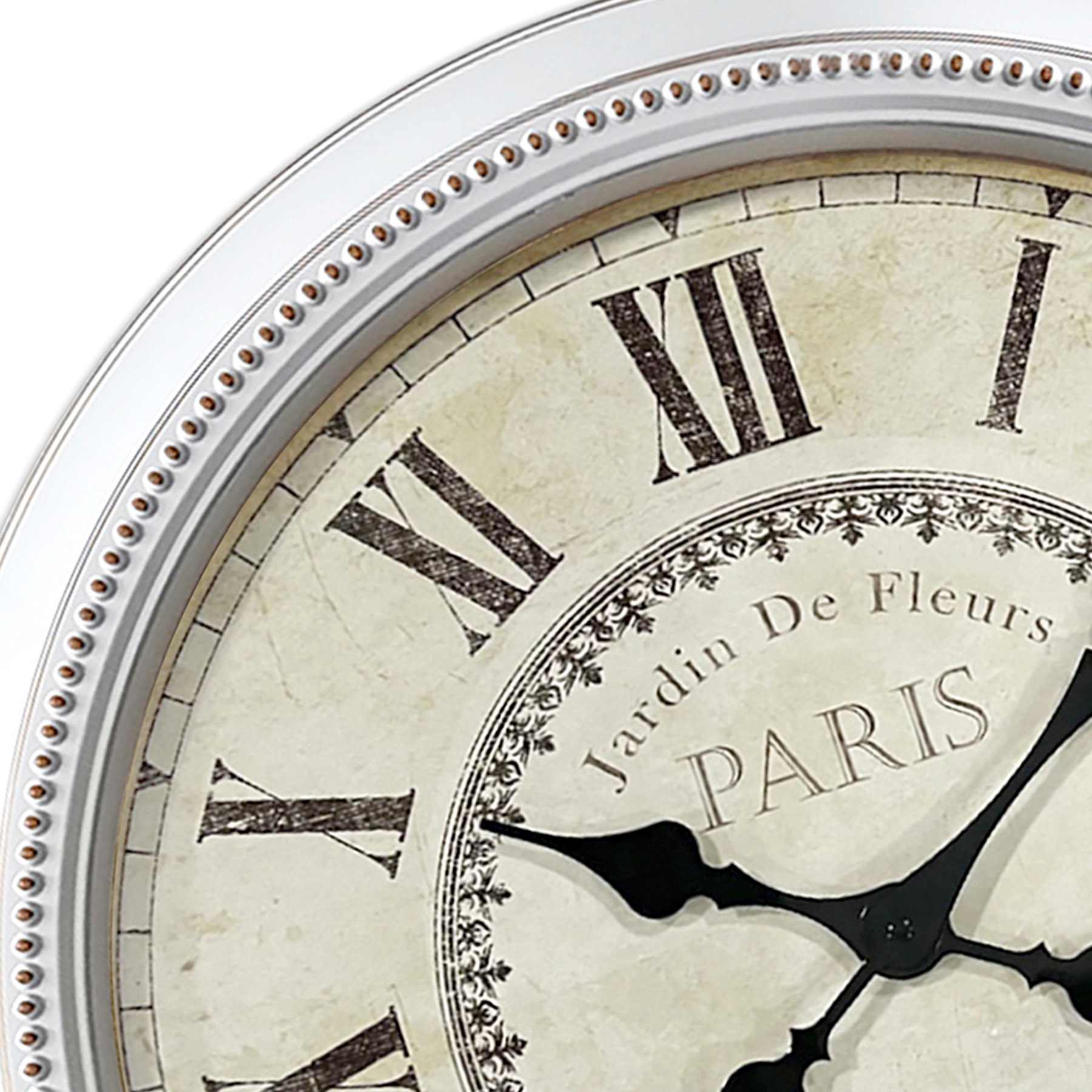 White Beaded Round Wall Clock, 22"