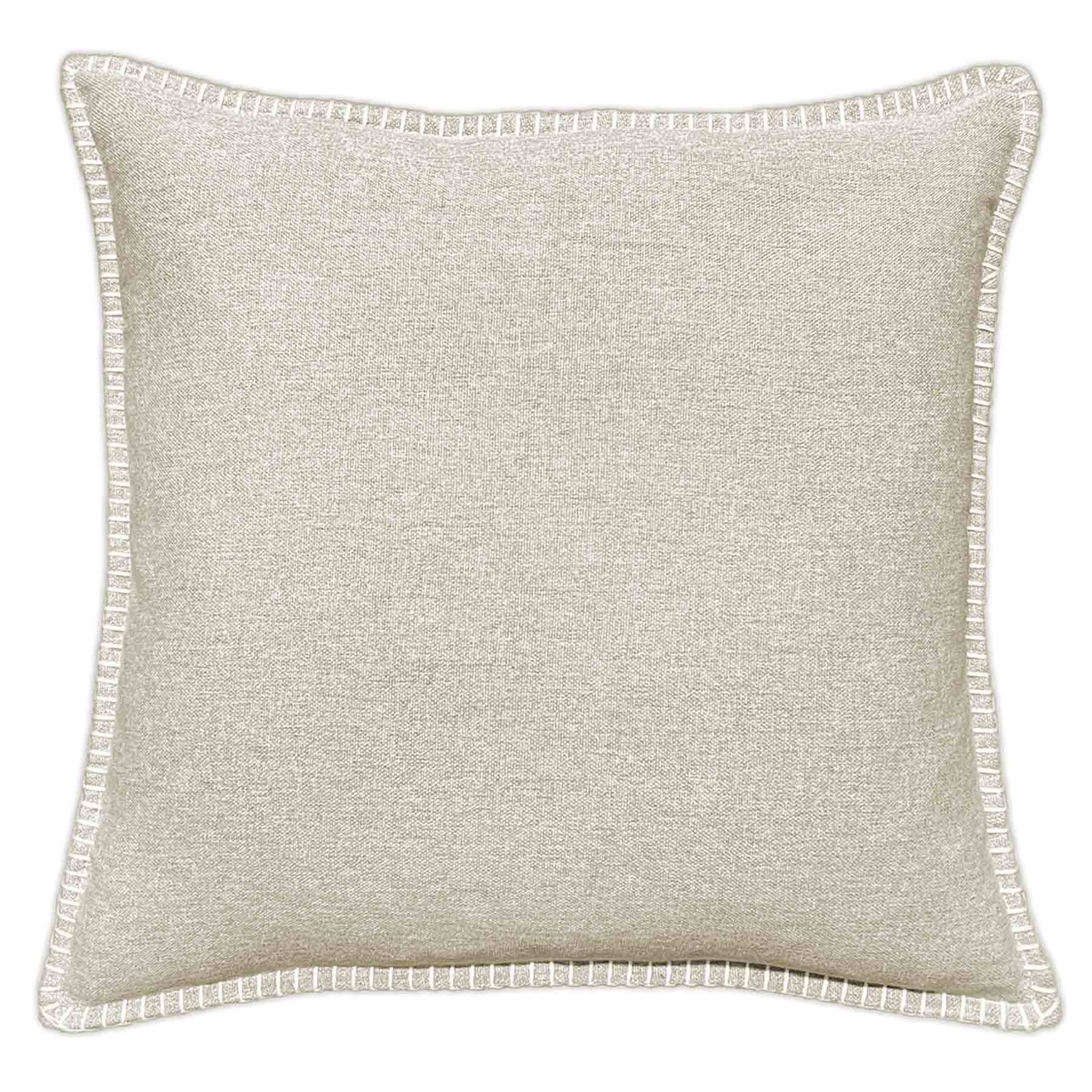 Taupe Heathered Whip Stitch Feather Filled Throw Pillow, 24"