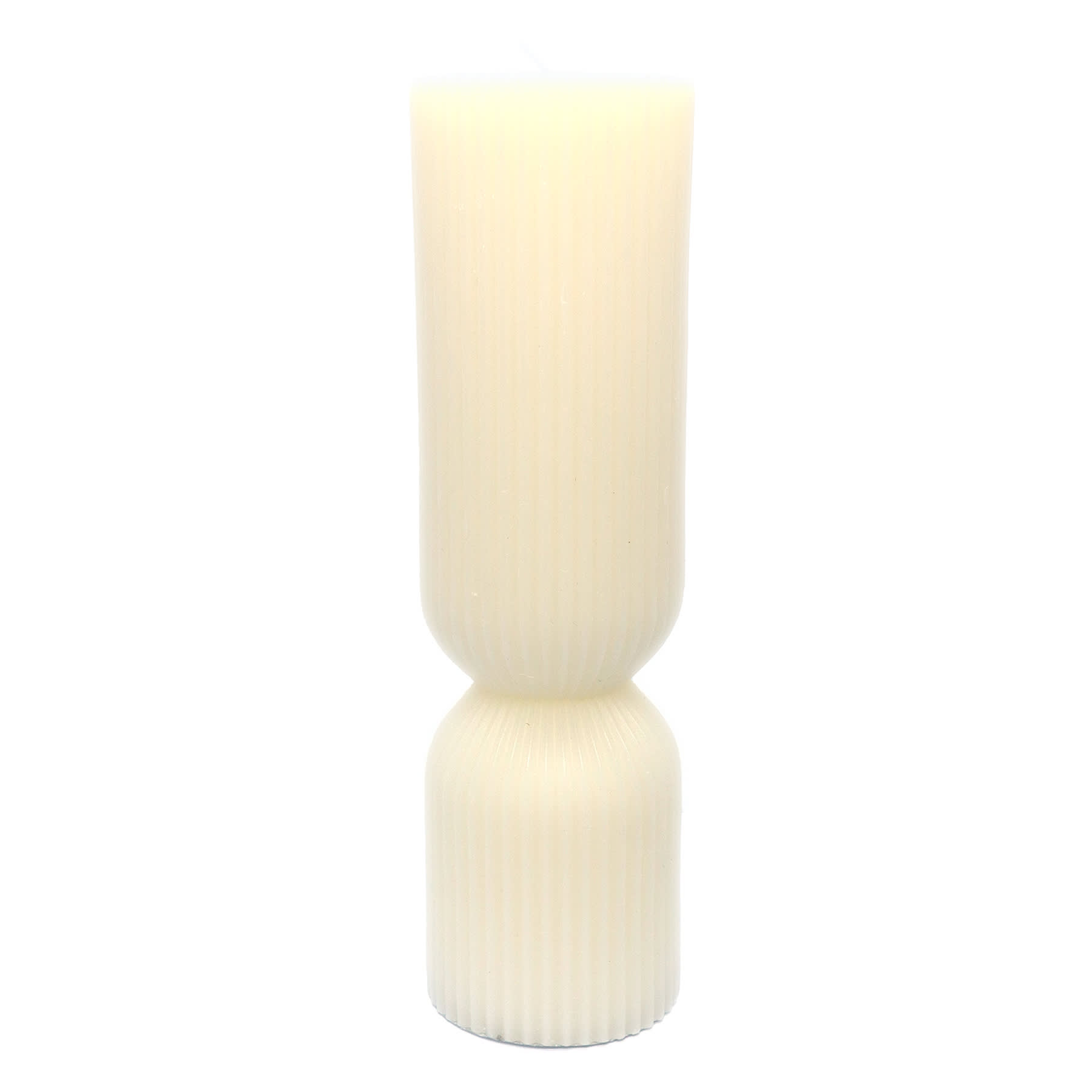 Tracey Boyd White Unscented Ribbed Hourglass Candle, 3x10