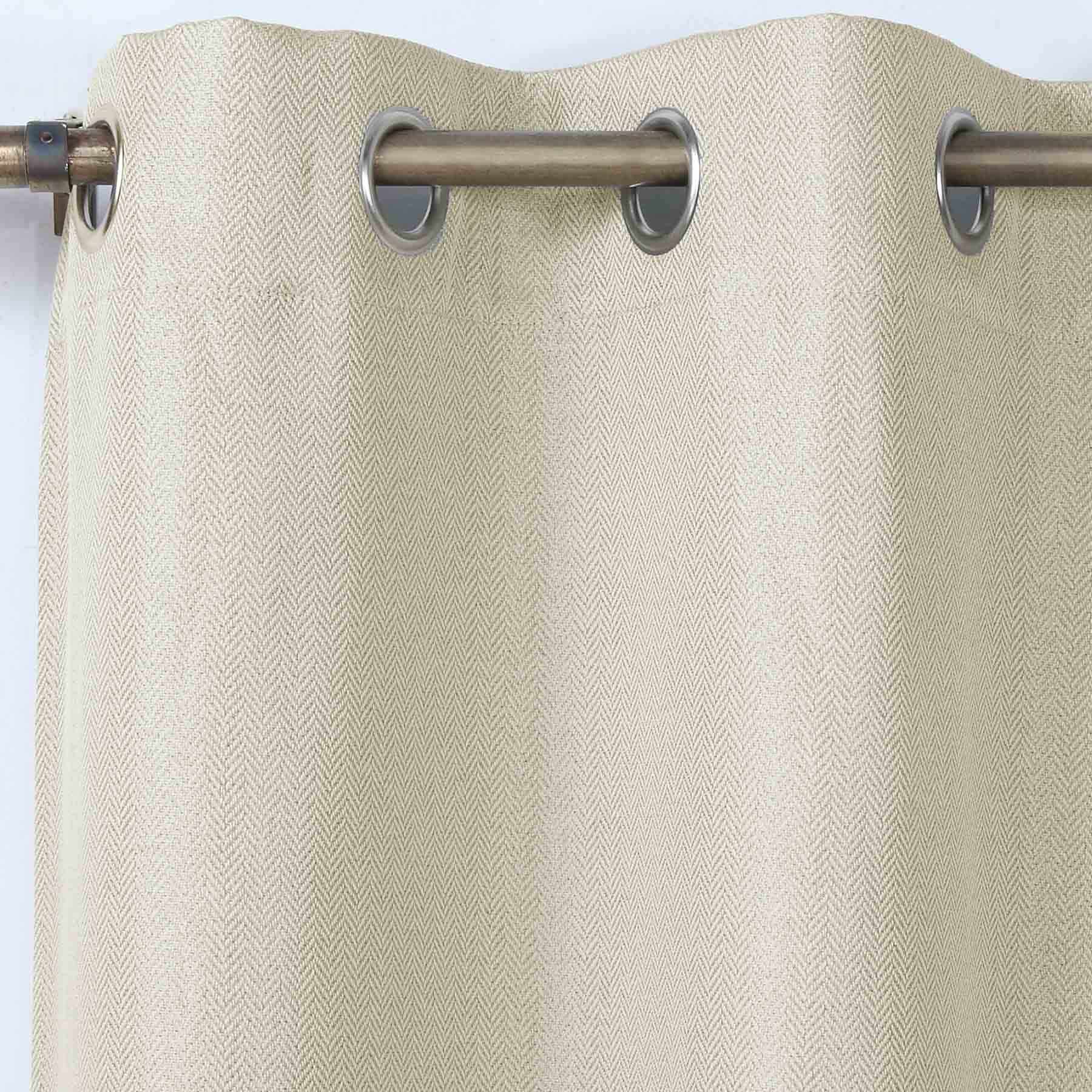Ivory Herringbone Blackout Curtain Panel, 84"