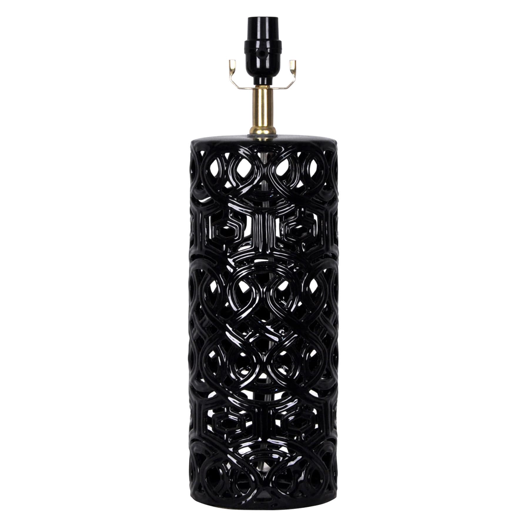 Black Ceramic Cutout Medium Table Lamp Base, 19"