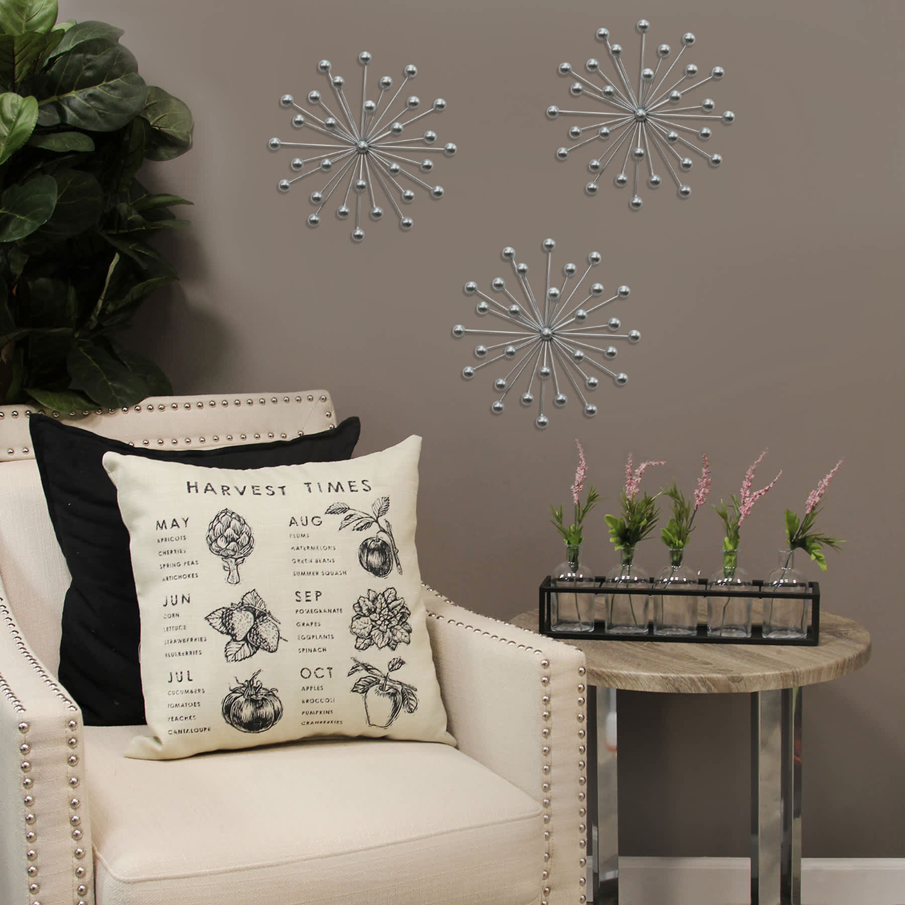 Silver Burst Wall Art, 12"
