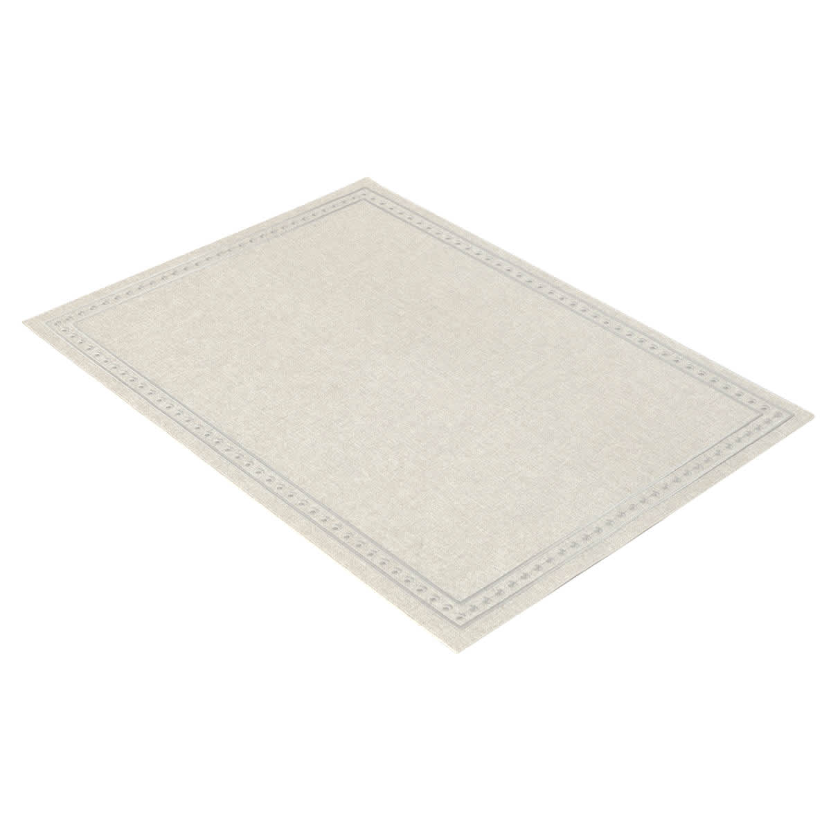 Neutral Faux Leather Placemat with Dot Embroidered Border, 13x17