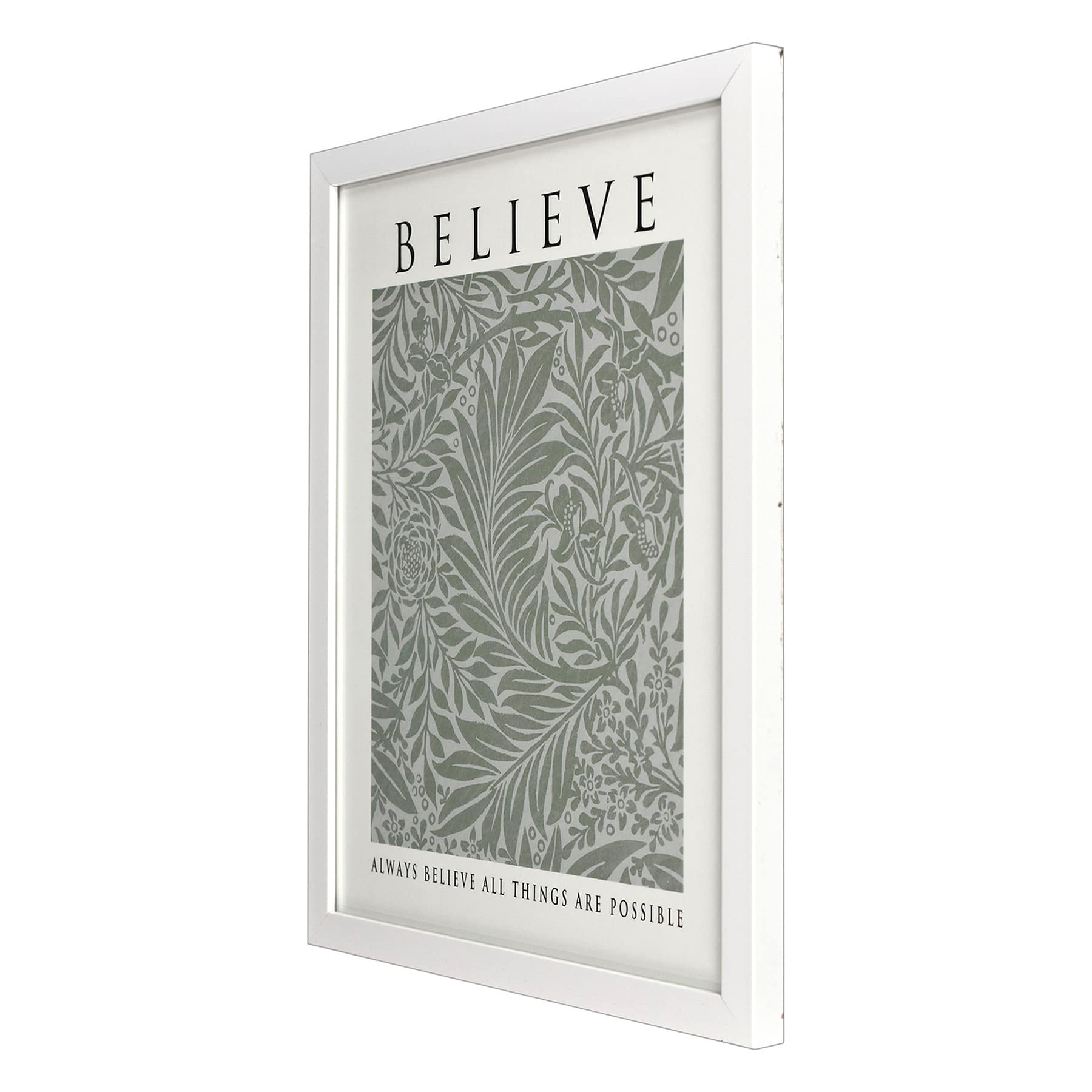 Glass Framed Believe Print Wall Art, 13x17