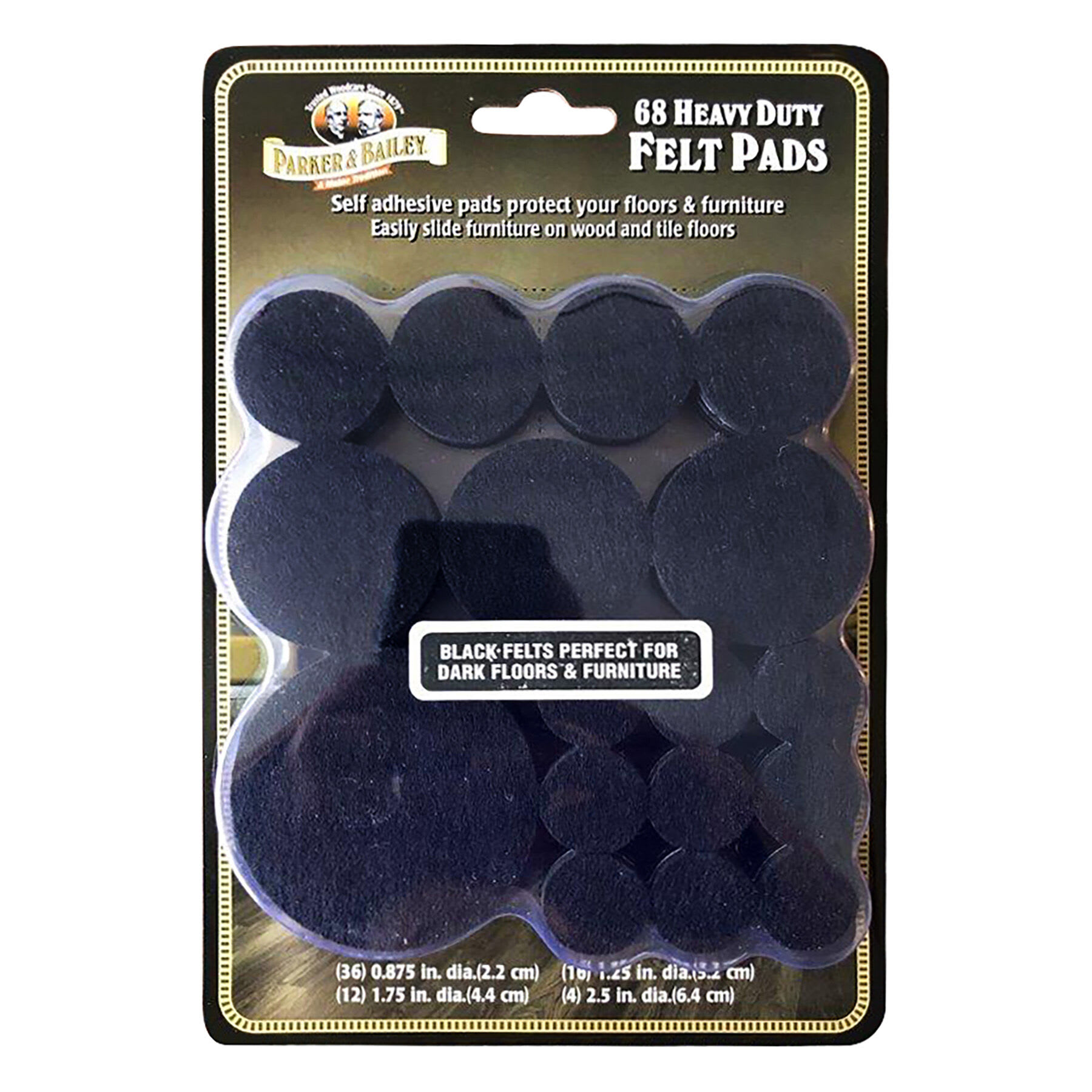 68-Pack Assorted Felt Furniture Pads, Black