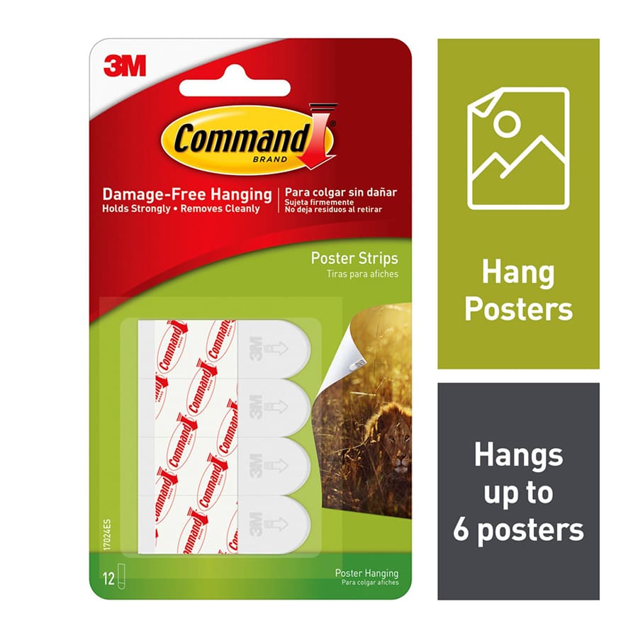 Command? Small Poster Strips, 12-Strips/Pack, White