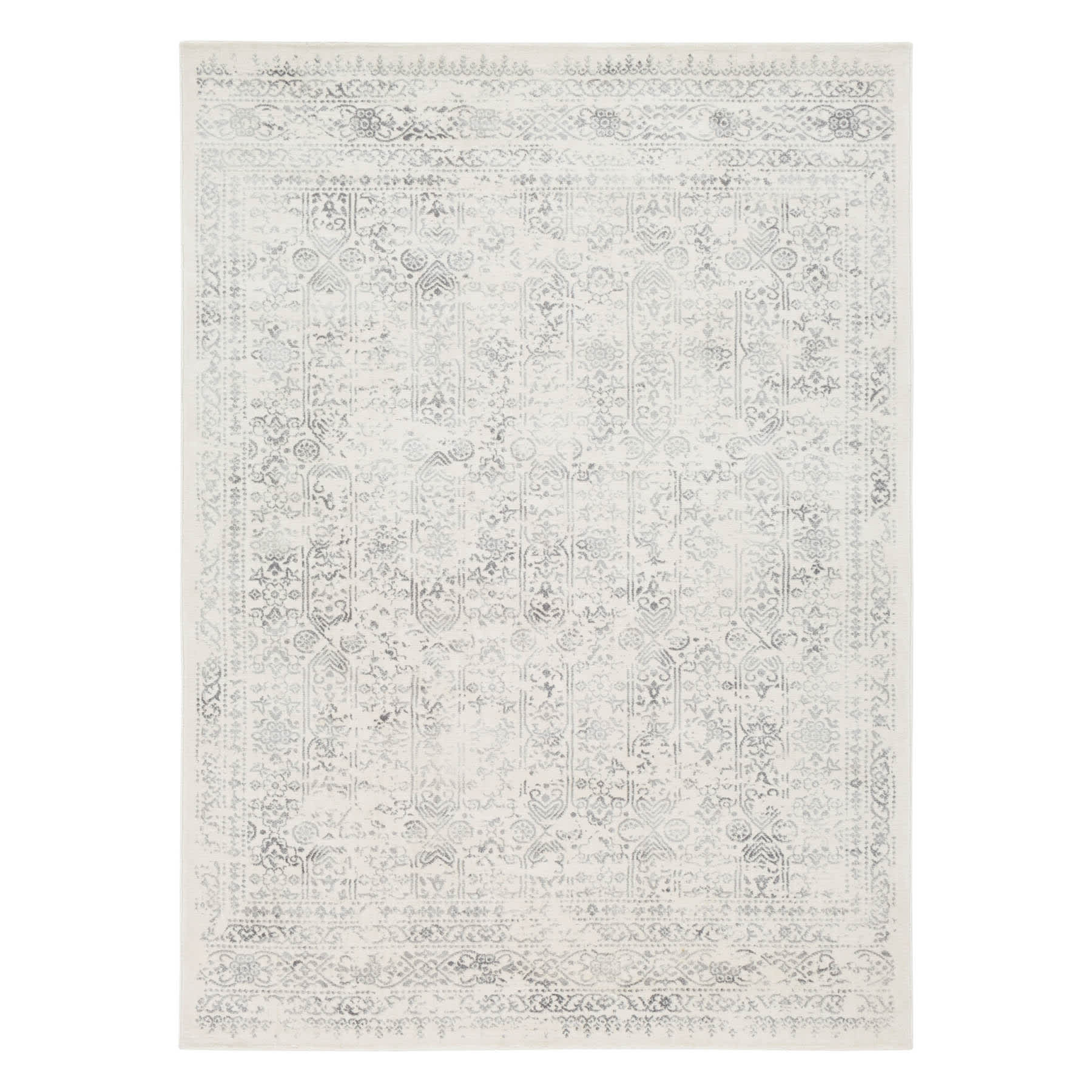 (D487) Providence Roma Ivory & Grey Medallion Accent Rug, 3x5