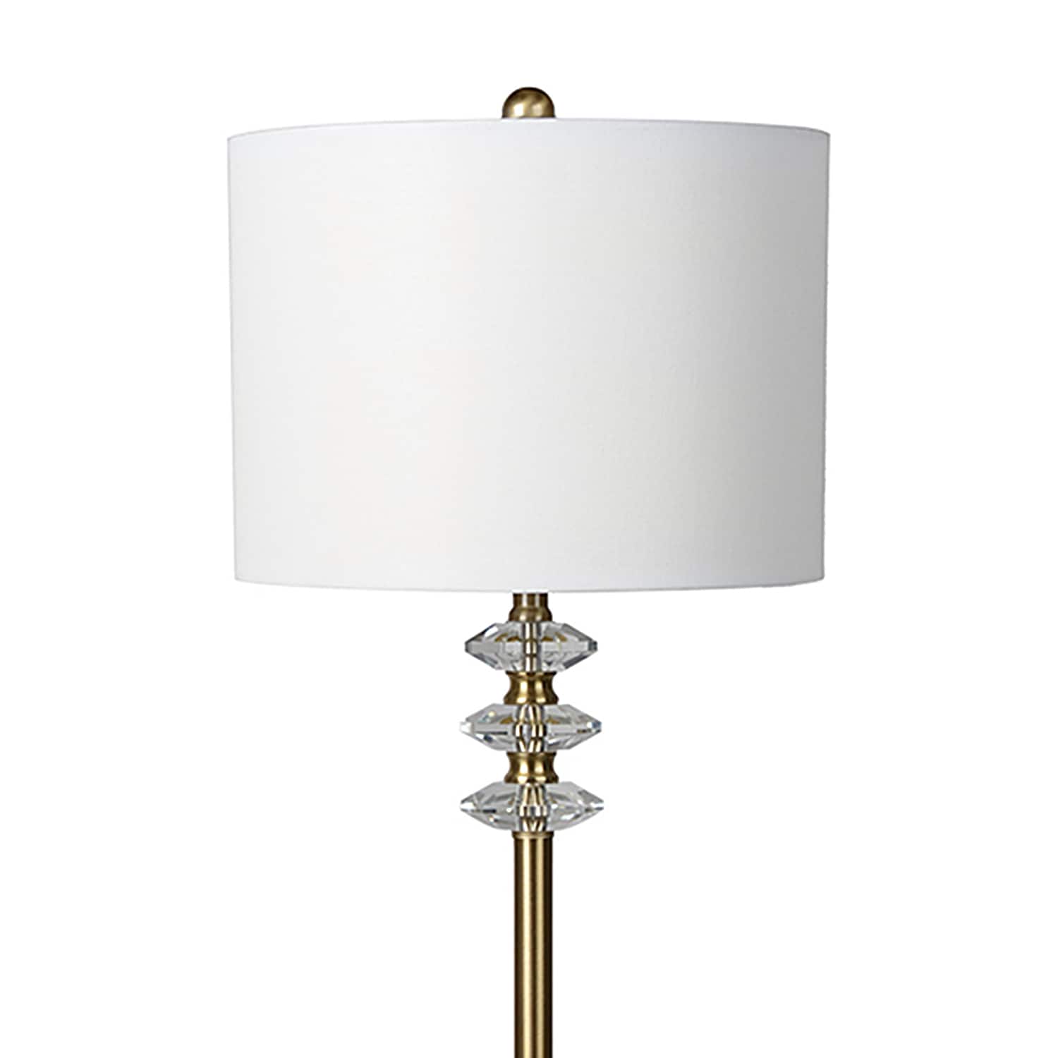 Providence Brushed Brass Floor Lamp with White Fabric Drum Shade, 60"