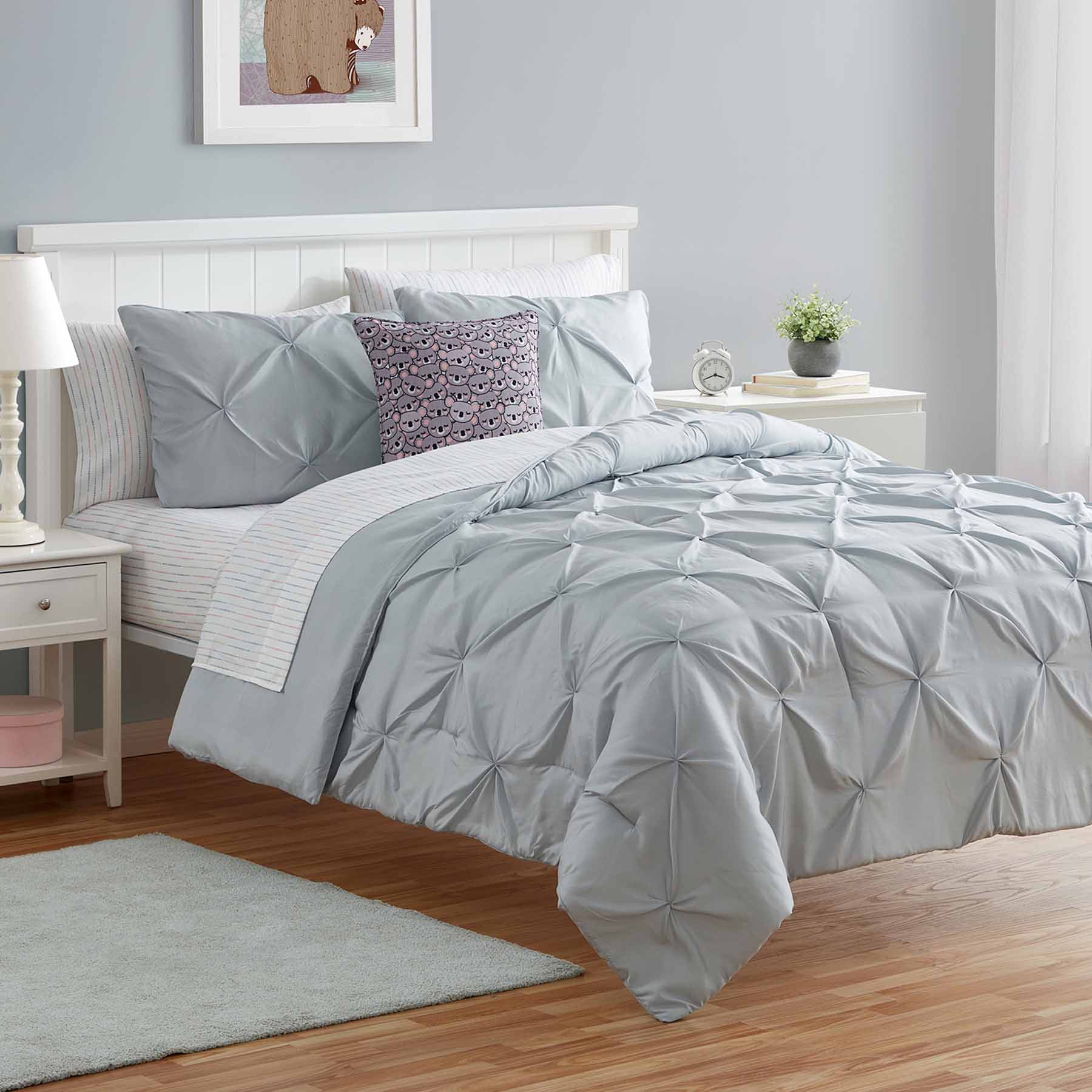 Tiny Dreamers Grey Pinch Pleated Comforter Set, Full