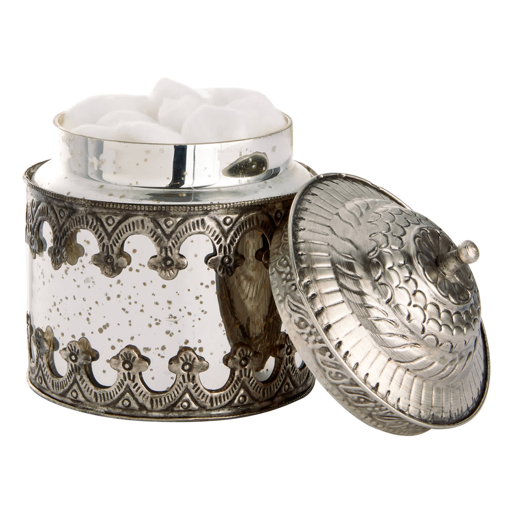 Silver Antique Mercury Glass Jar, 7"