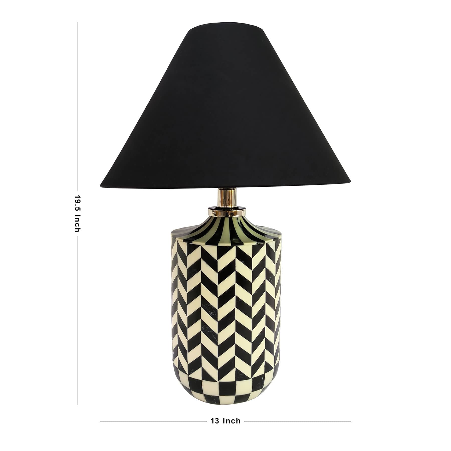 Black & White Chevron Small Table Lamp with Empire Shade, 20"