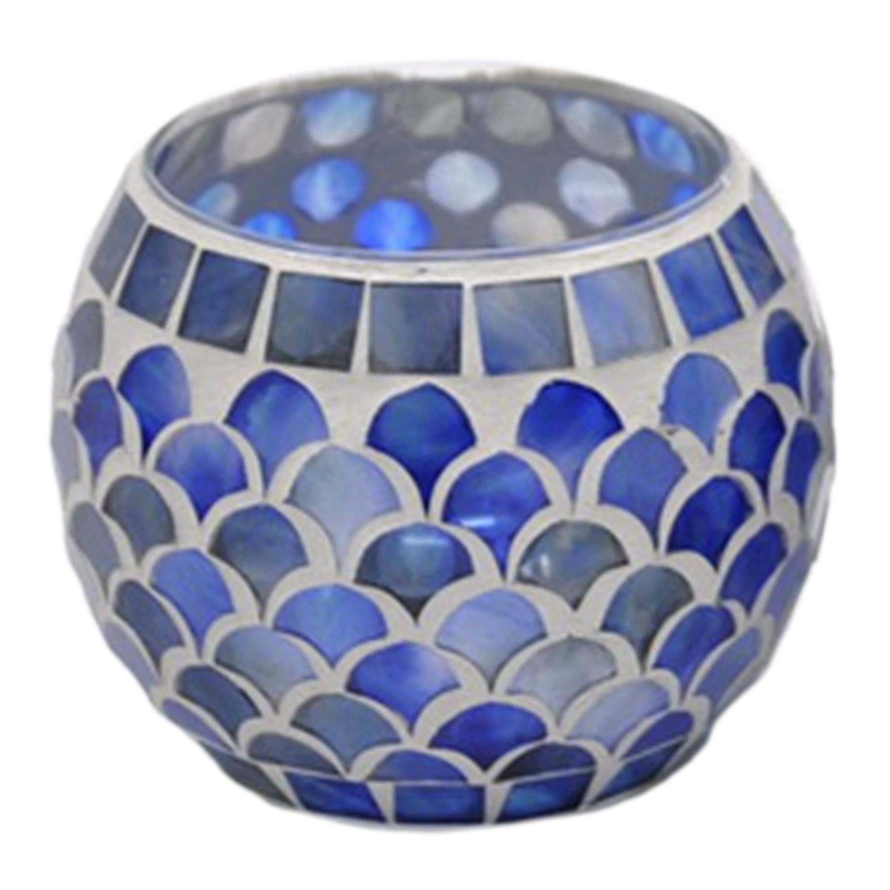 Blue Mosaic Votive Candle Holder, 4"