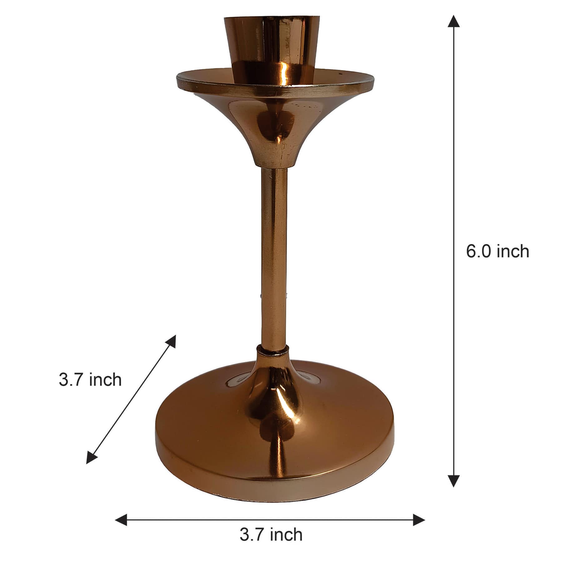 Copper Taper Candle Holder, 6"
