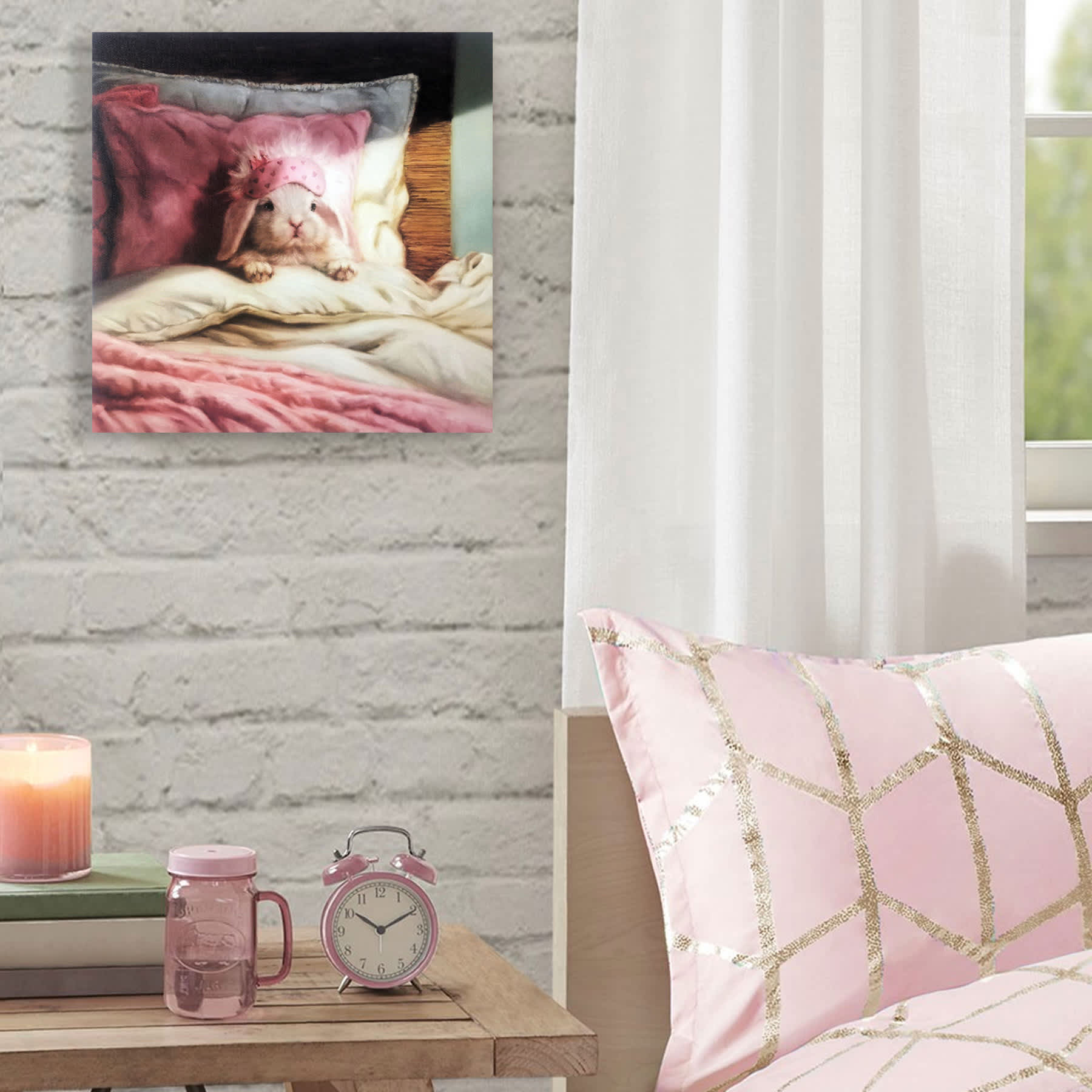 Miss Bed Hare Canvas Wall Art, 12"