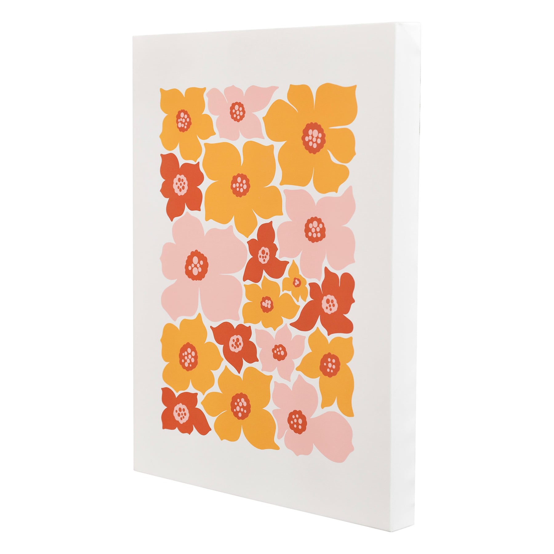 Pink & Yellow Flowers Canvas Wall Art, 12x16