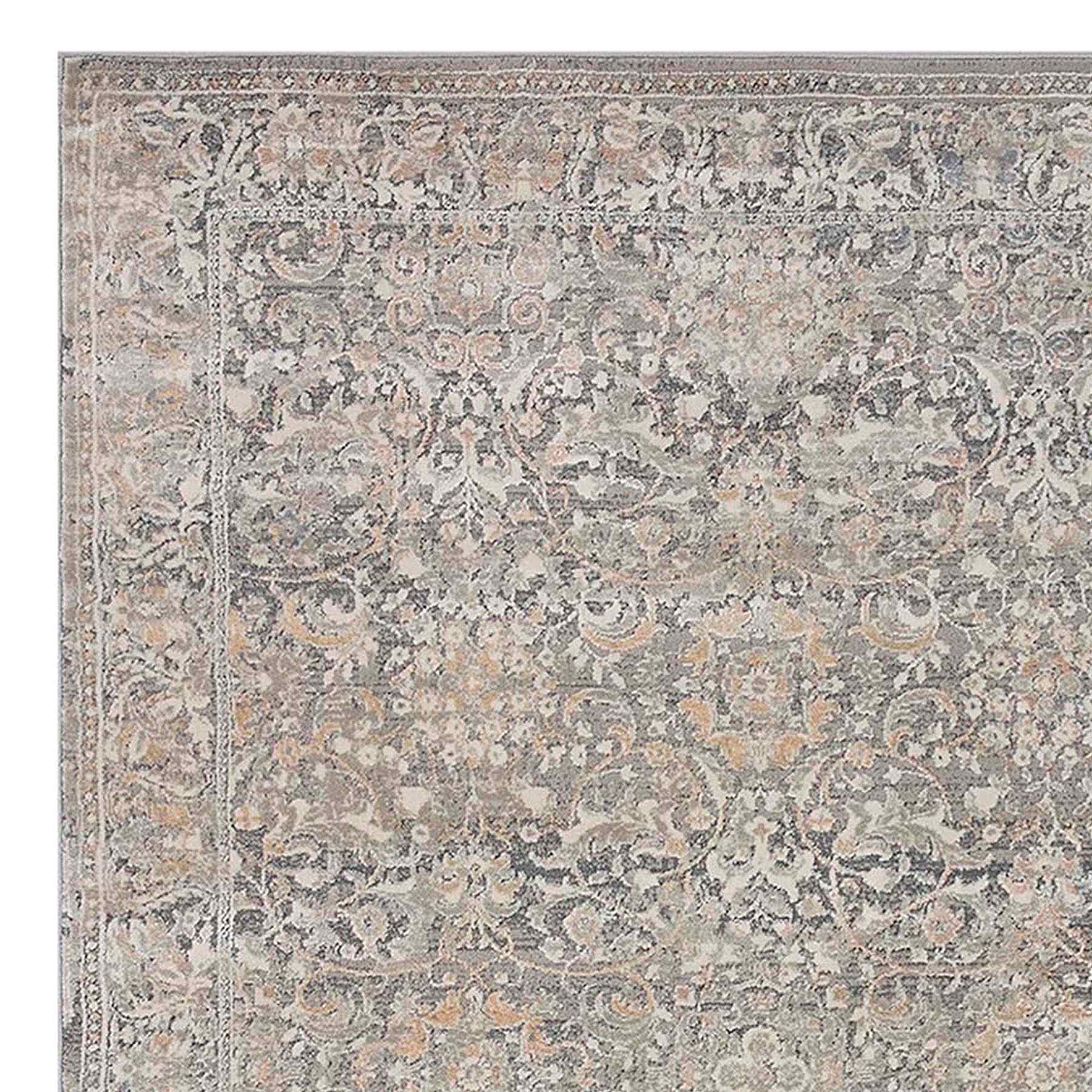 (B769) Helena Grey Floral Area Rug, 8x10