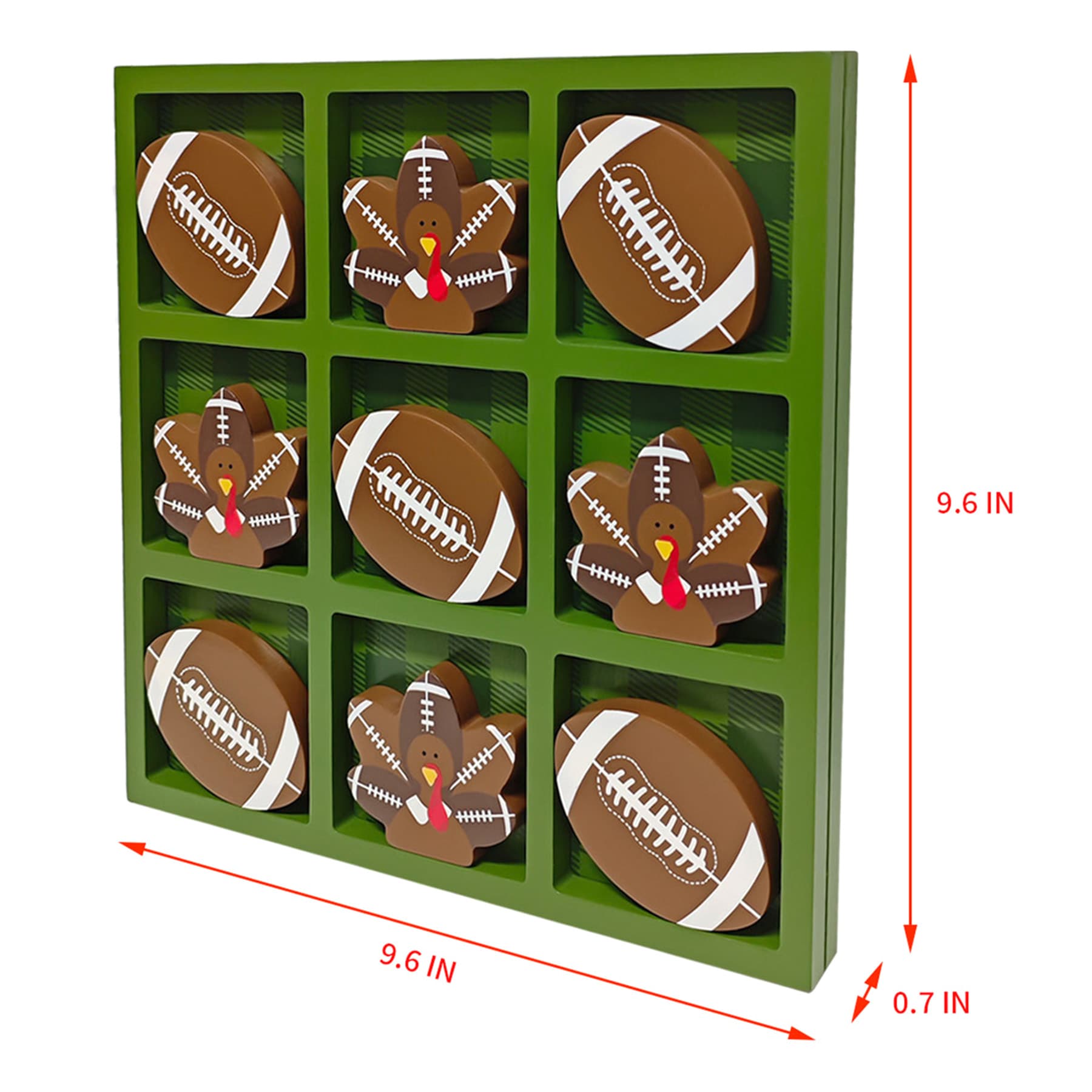 Homespun Harvest Football & Turkey Tic Tac Toe, 9.6"