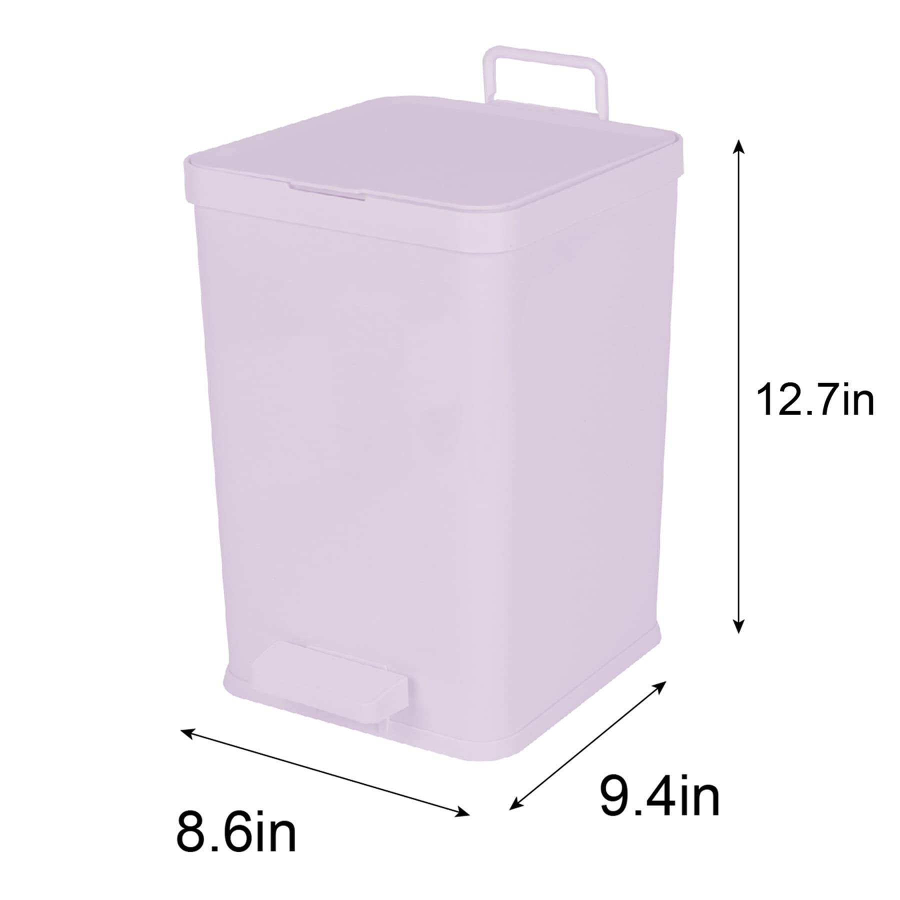 Lavender Plastic Step Trash Can, 8.5l