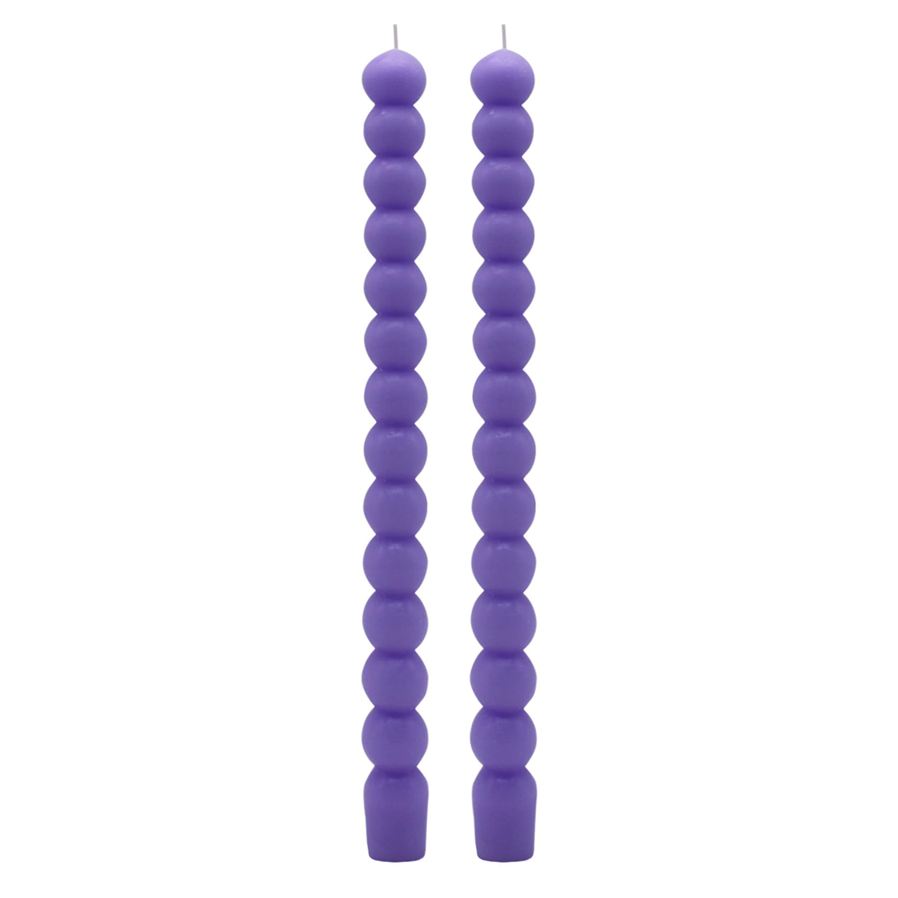 2-Pack Purple Bubble Taper Candles, 10"