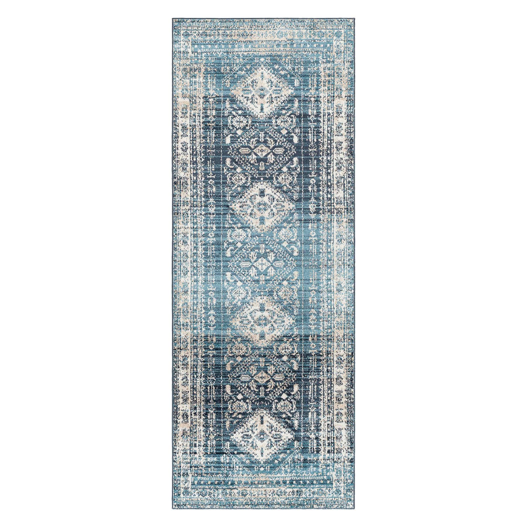 Lavadora Blue Medallion Washable Runner, 2x7