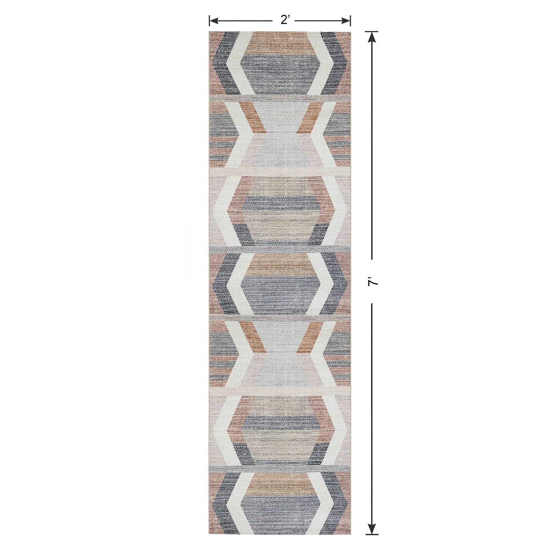 (B827) Arrow Multicolor Washable Runner, 2x7