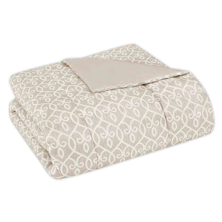 6-Piece Jenna Natural Lattice Print Essential Comforter Set, Twin