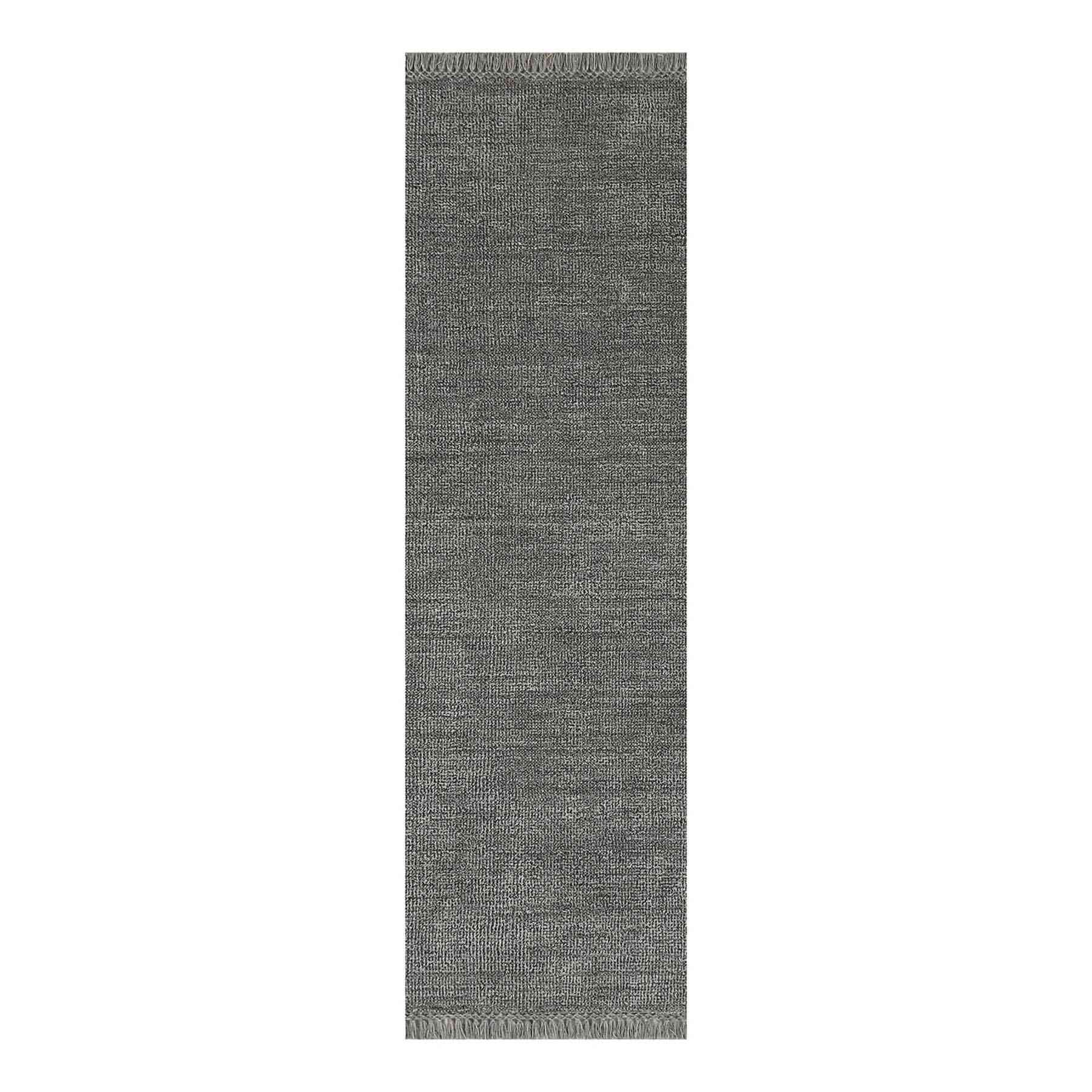 (B731) Crosby St. Hollis Grey Woven Fringe Runner, 2x7