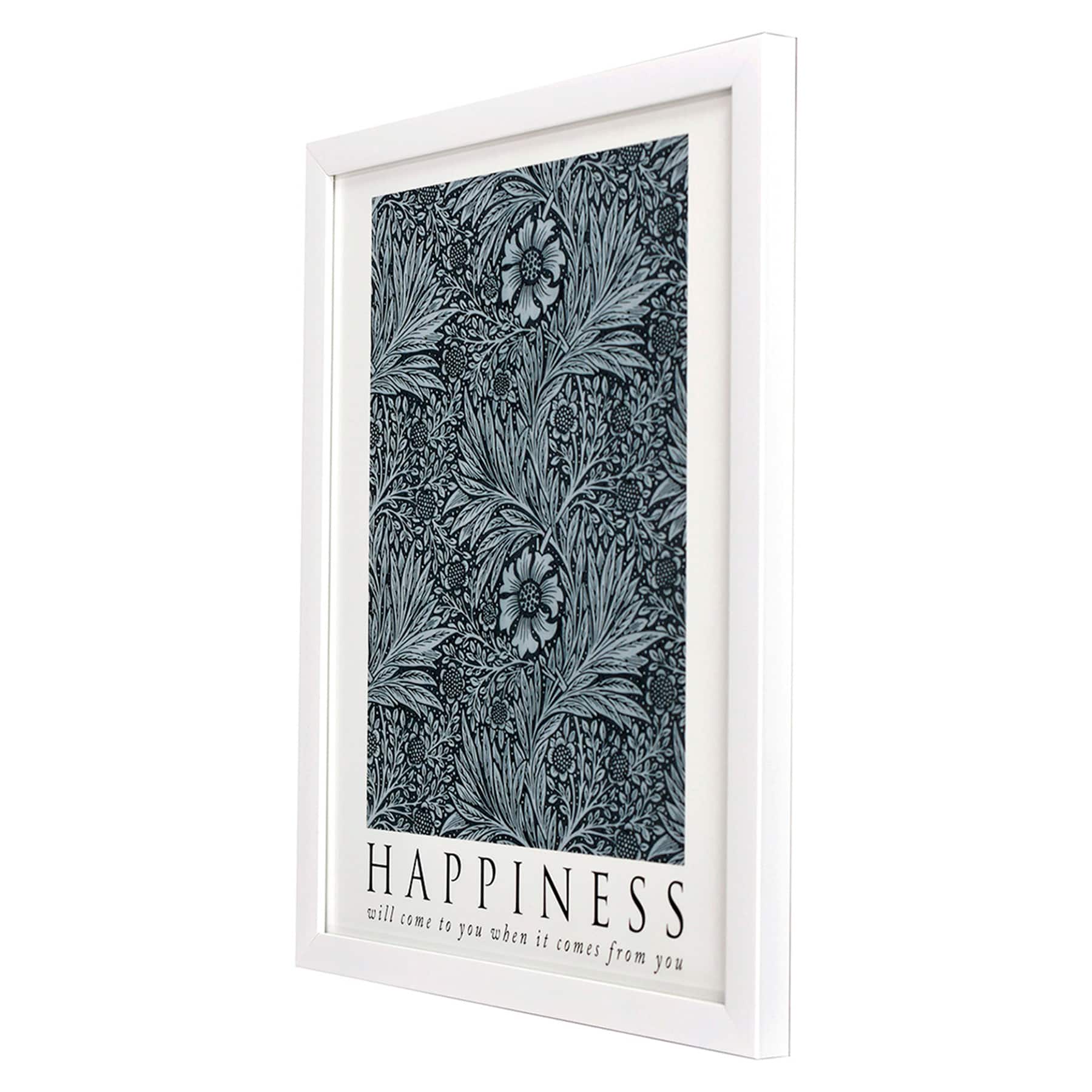 Glass Framed Happiness Print Wall Art, 13x17