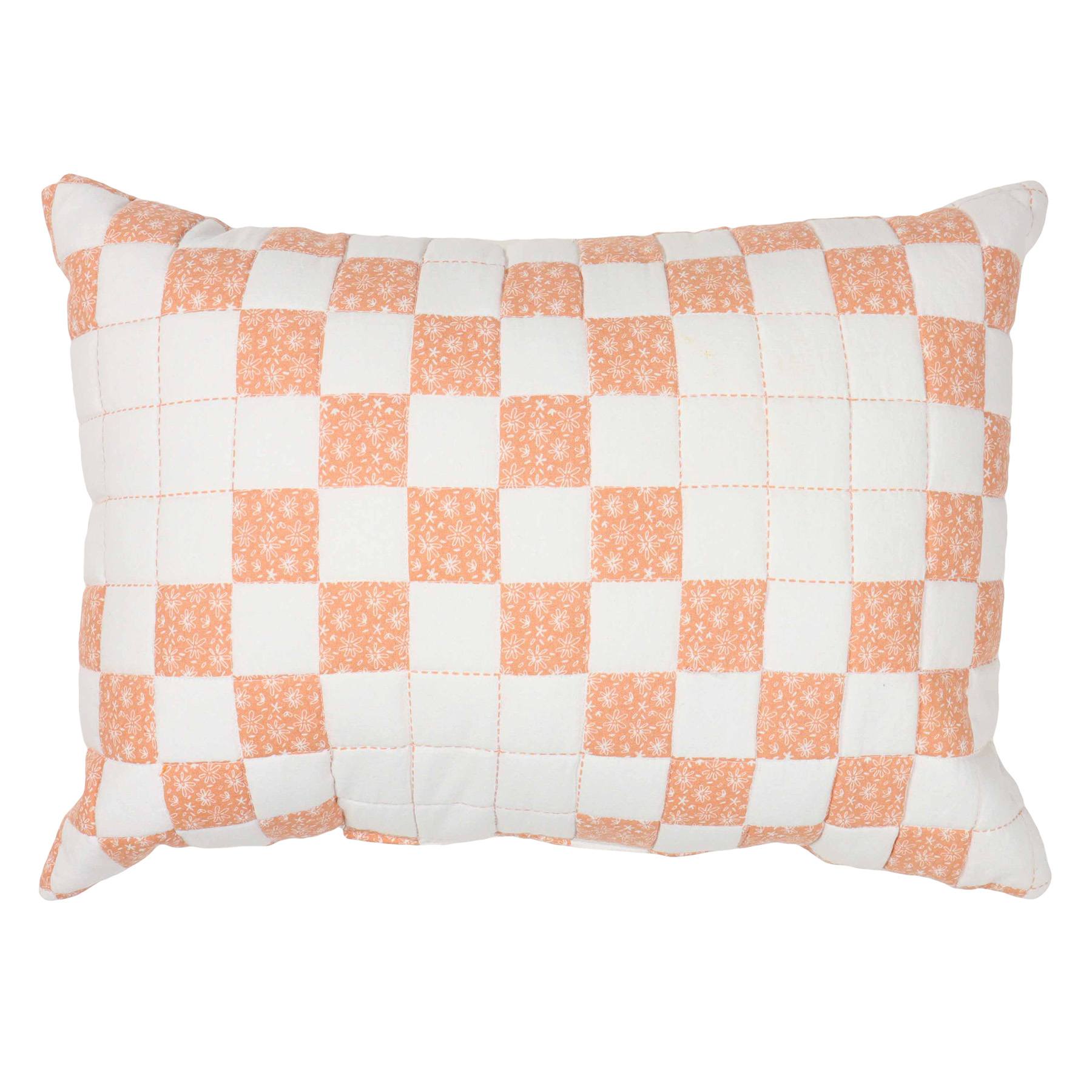 Honeybloom Pink & White Quilted Lumbar Pillow, 14x20