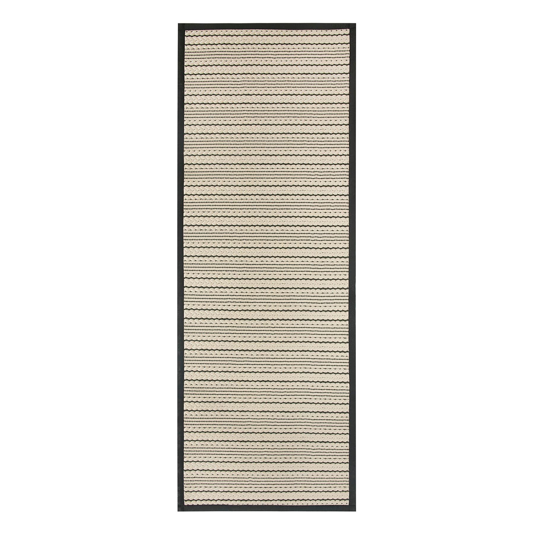 Natural & Black Puffback High-Low Washable Kitchen Runner, 2x5