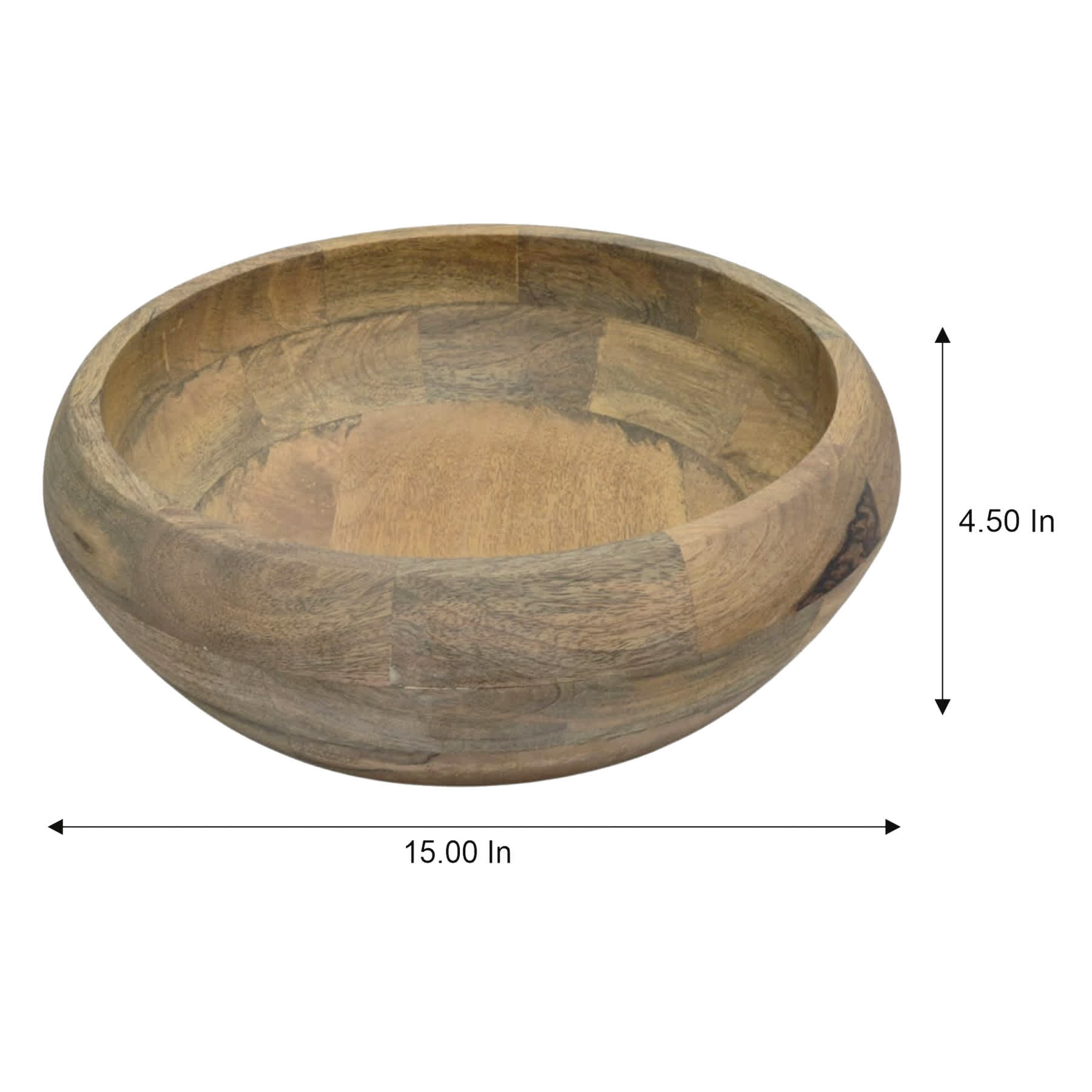 Bleached Acacia Wood Bowl, 15"