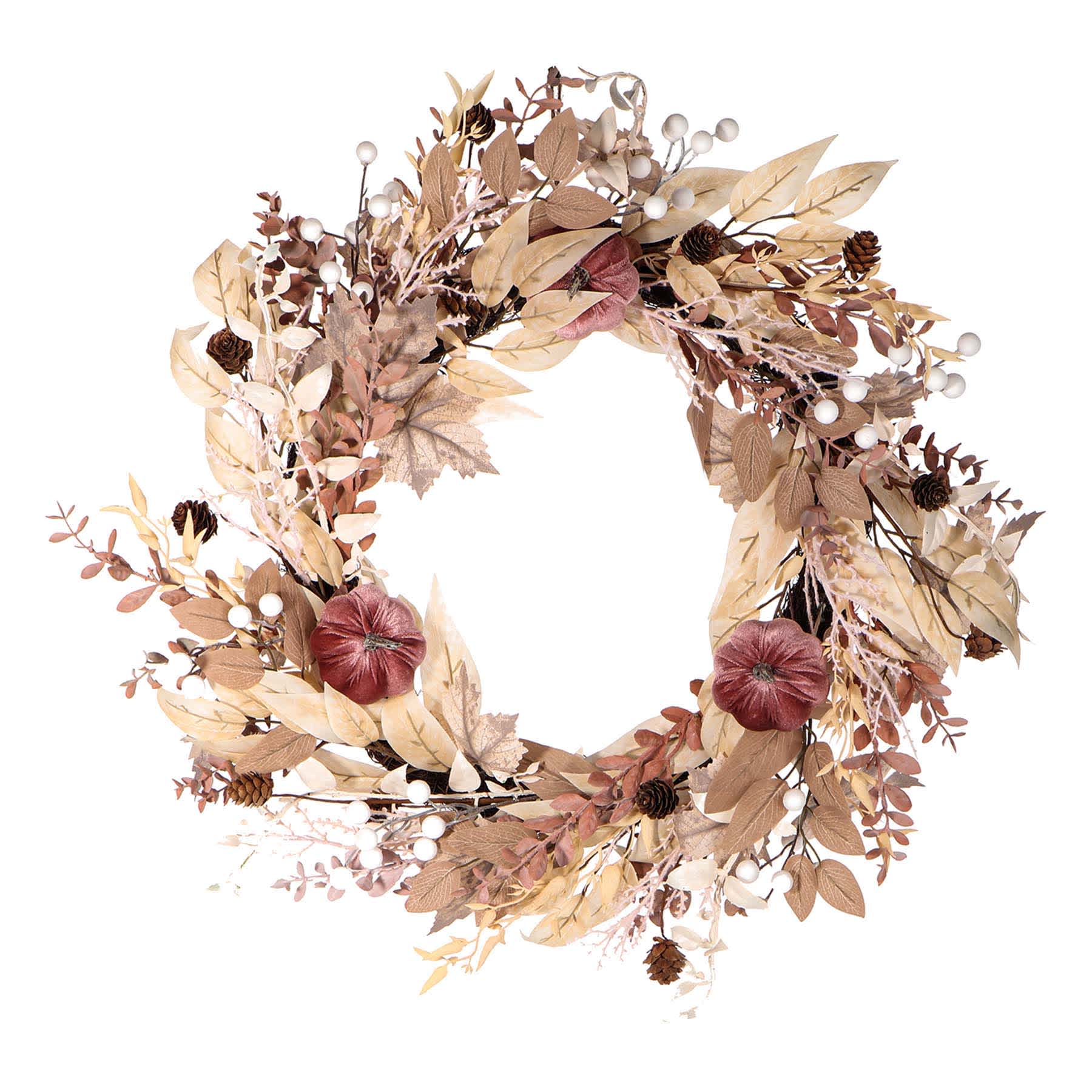 White Pumpkin Fall Wreath, 24"