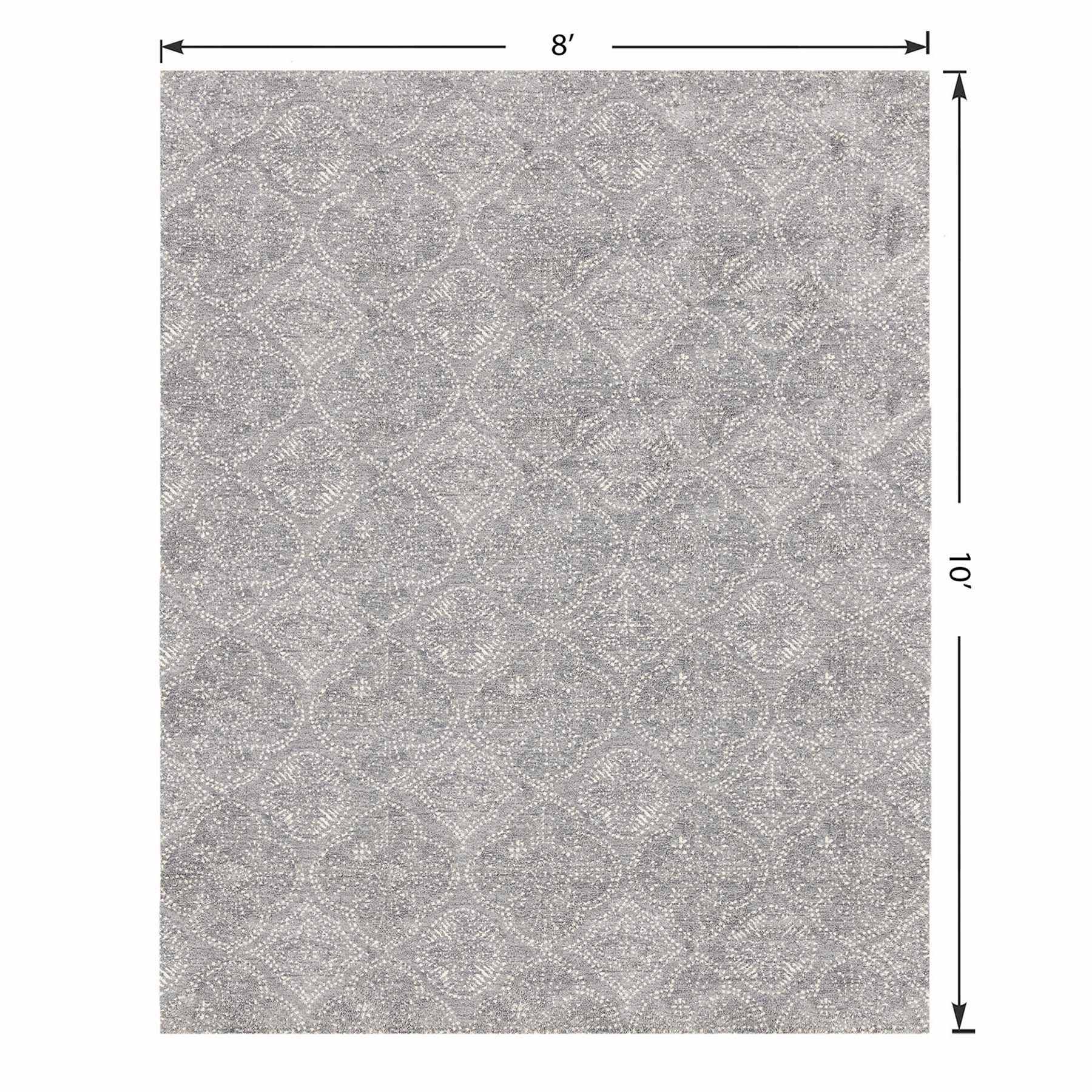 (C191) Hayne Grey Floral Shag Area Rug, 8x10