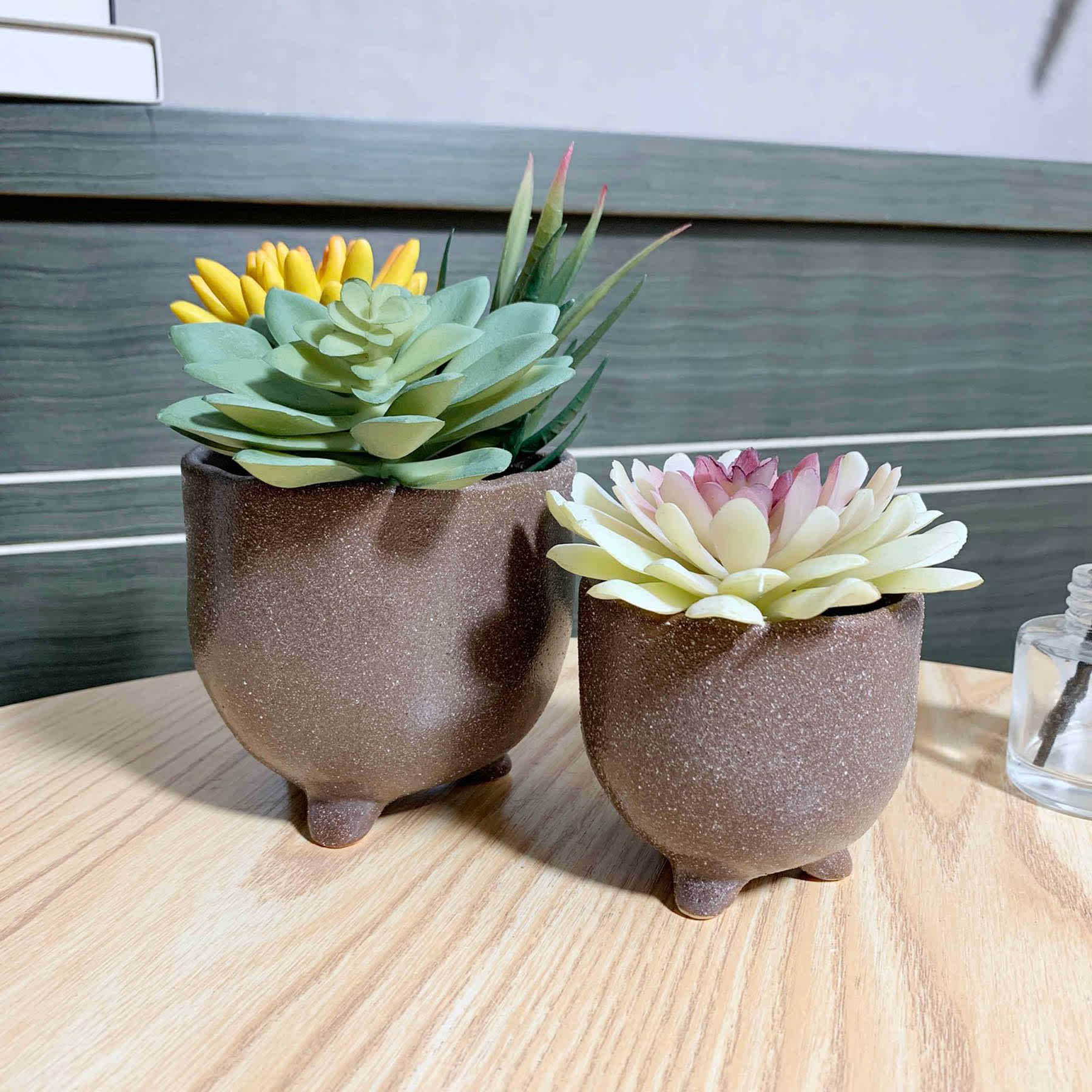 Indoor Brown Footed Planter, Small
