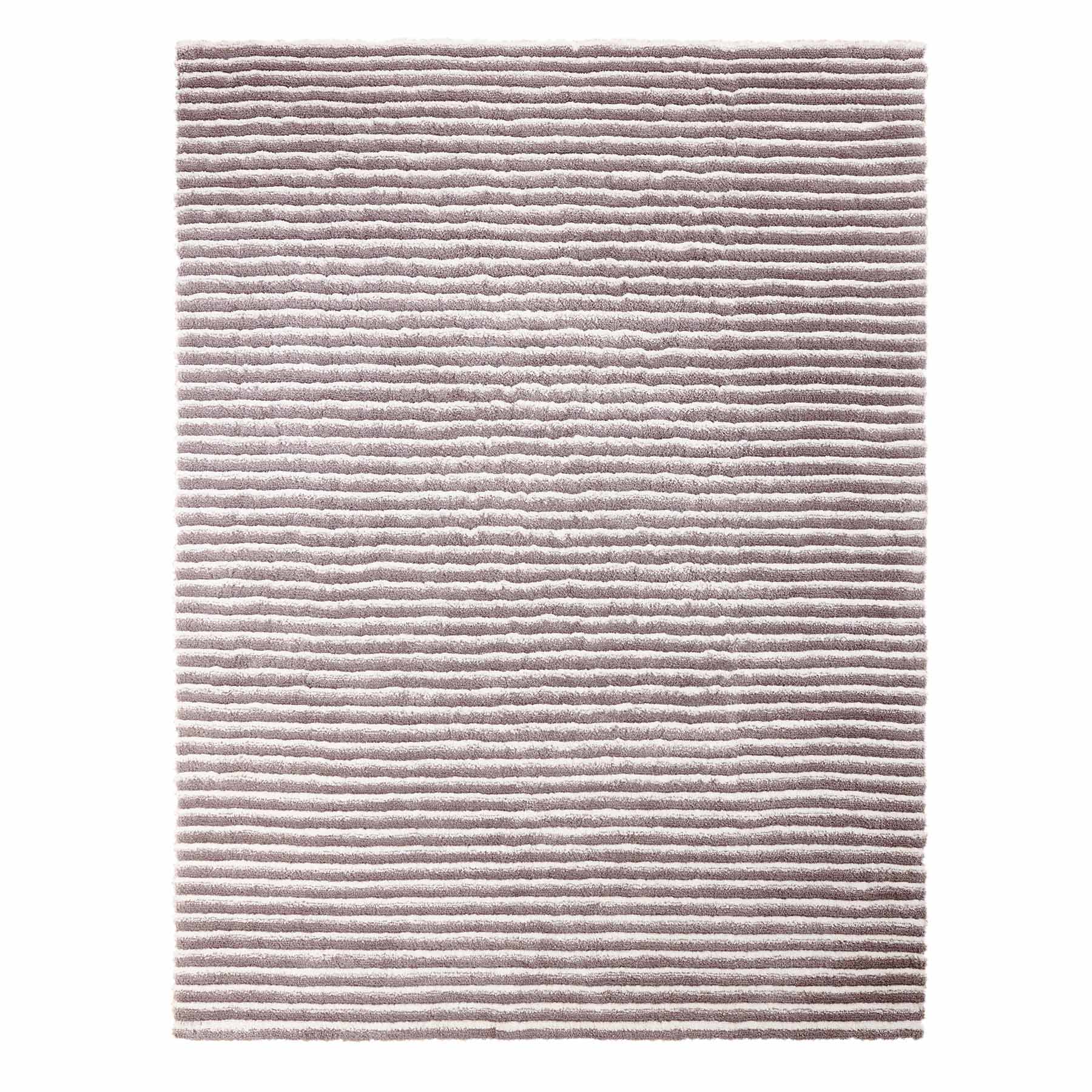 (A368) Silver Striped High-Low Microfiber Area Rug, 8x10