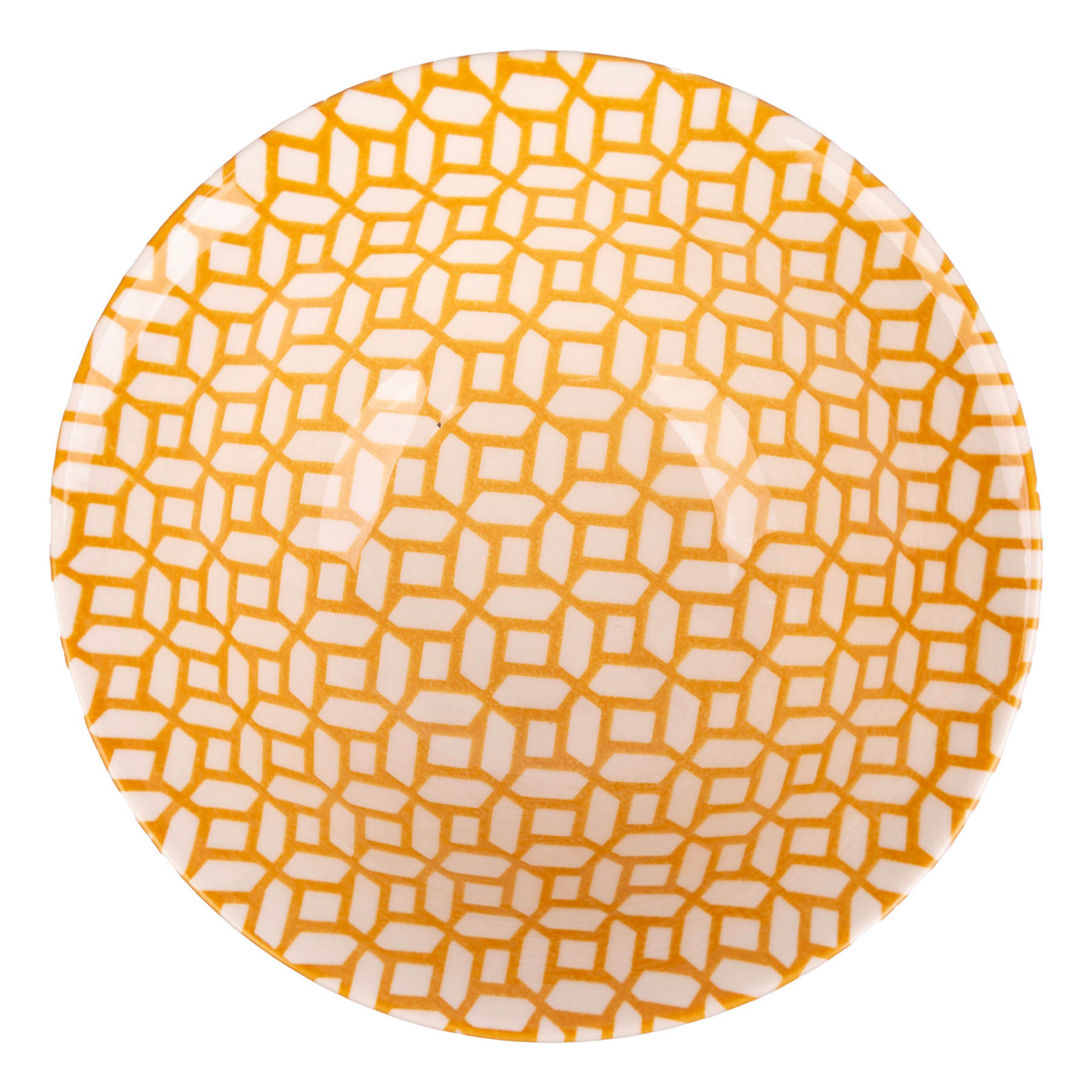 Navy & Mustard Yellow Swirl Print Bowl, 6"