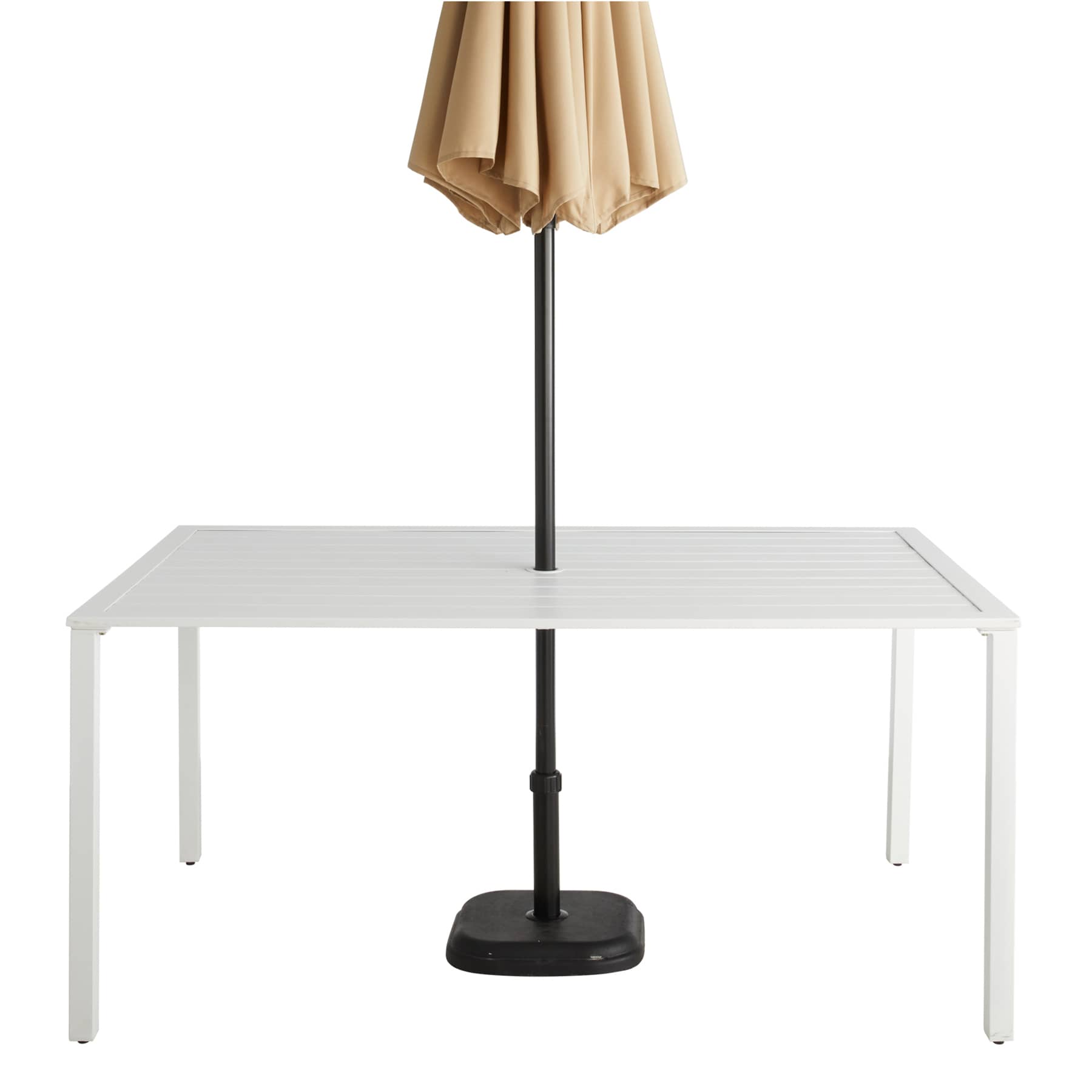 Grammercy White Steel Slat Patio Dining Table, 60x36