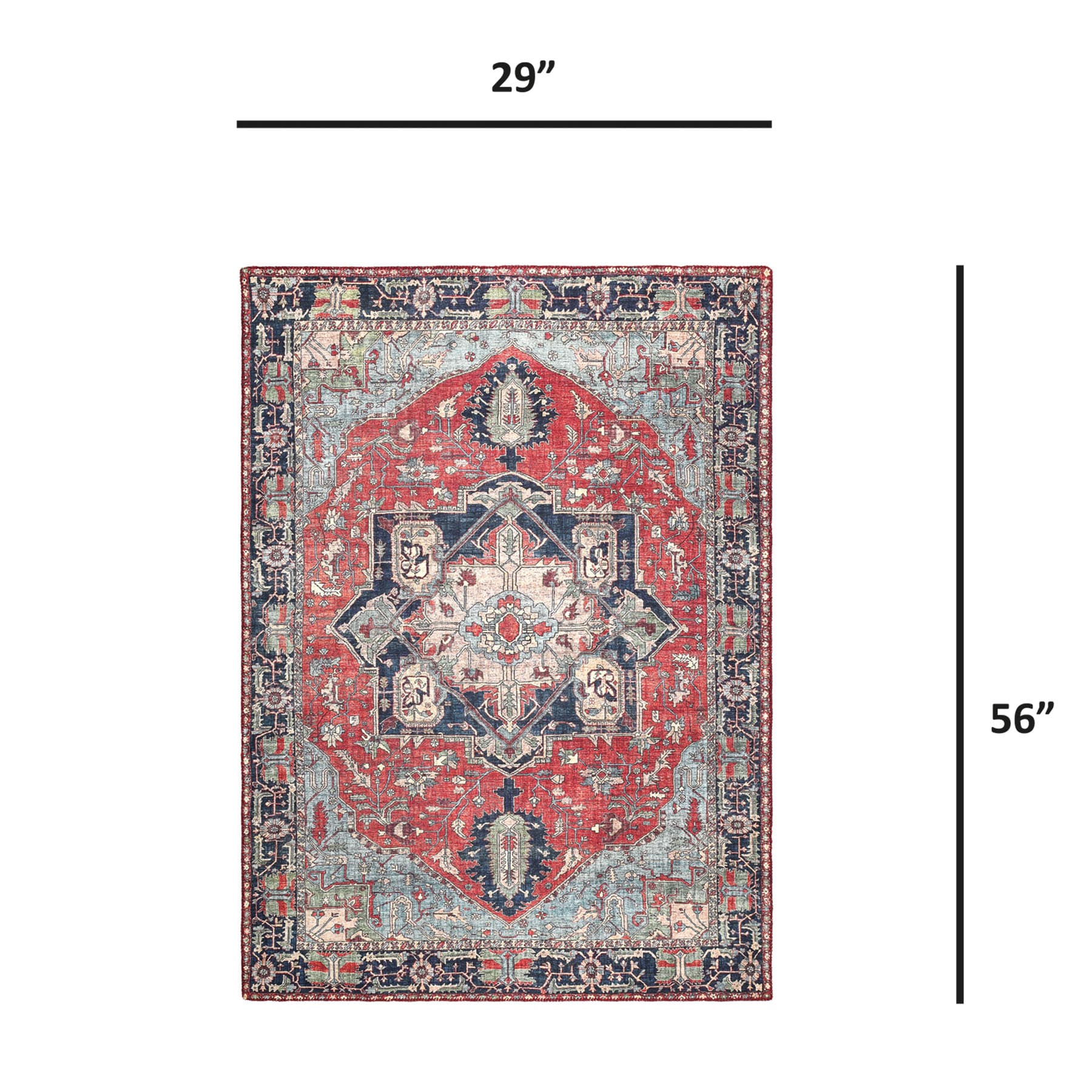 (D473) Fenix Red Medallion Chenille Accent Rug, 29x56