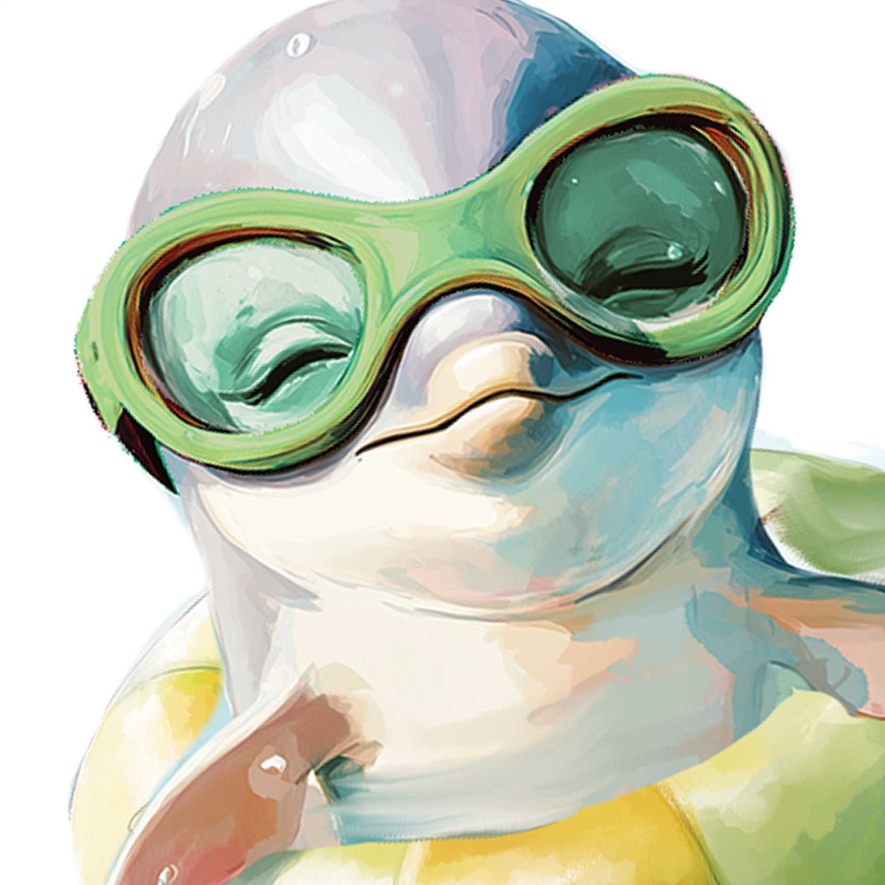 Happy Dolphin in Inner Tube Canvas Wall Art,12"