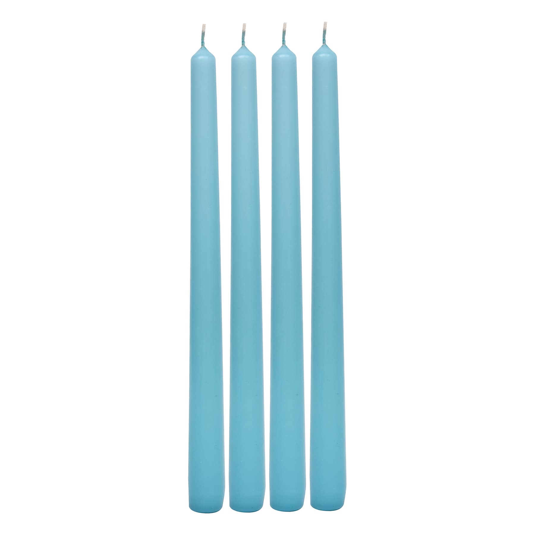 4-Pack Aqua Unscented Overdip Taper Candles, 10"