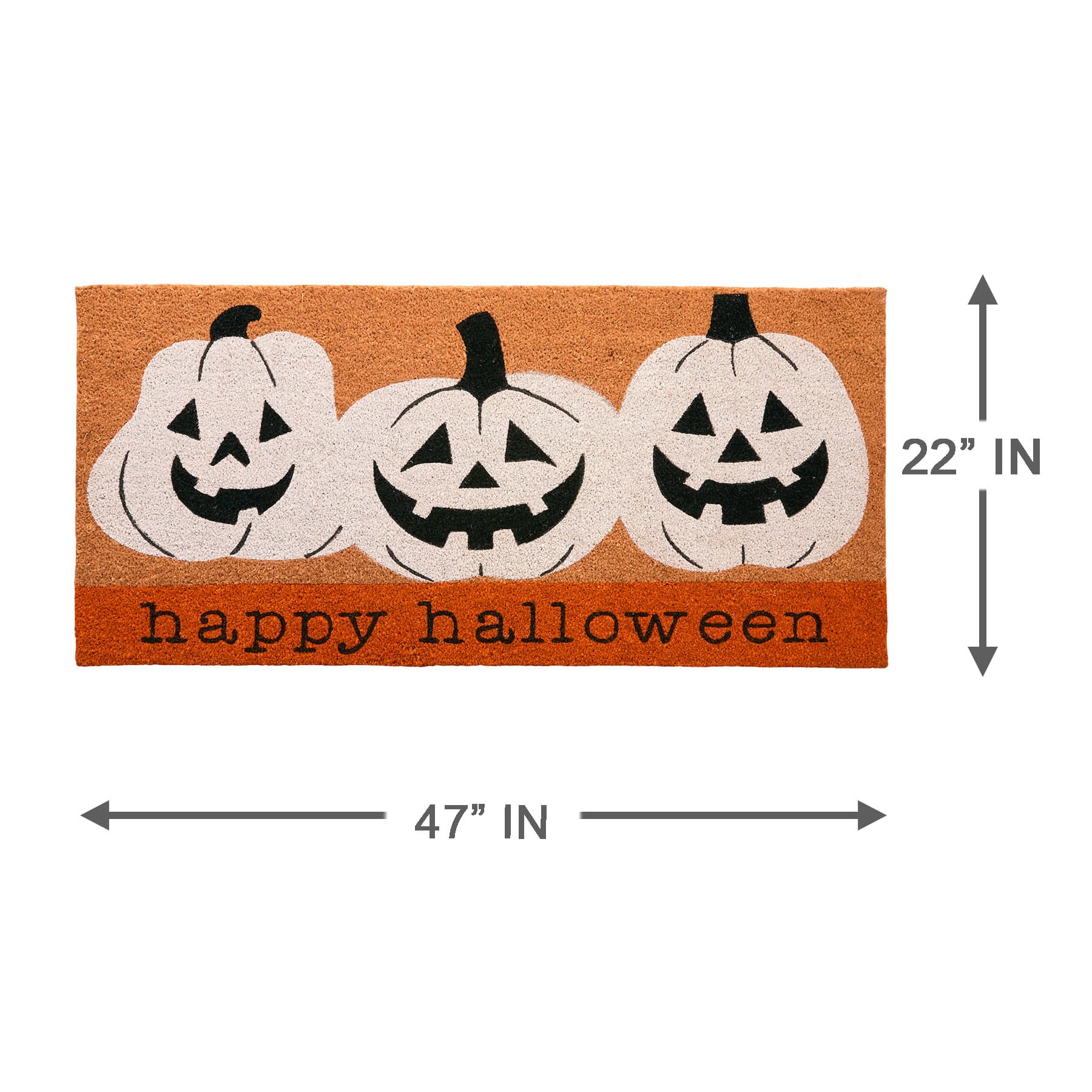 Happy Haunting White Jack-o'-Lantern Happy Halloween Coir Mat, 22x47