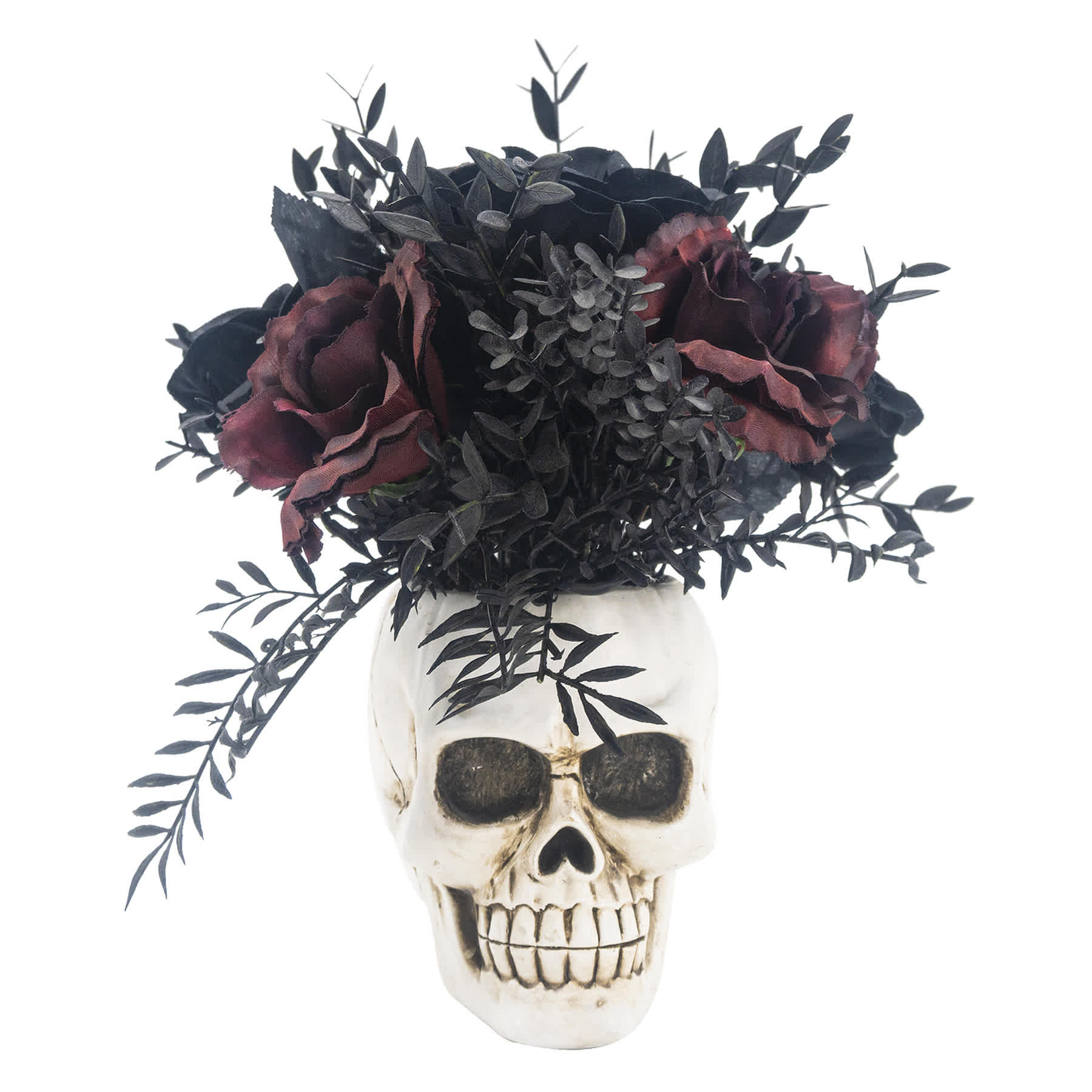 Midnight Shadows Red & Black Rose Arrangement, 12"