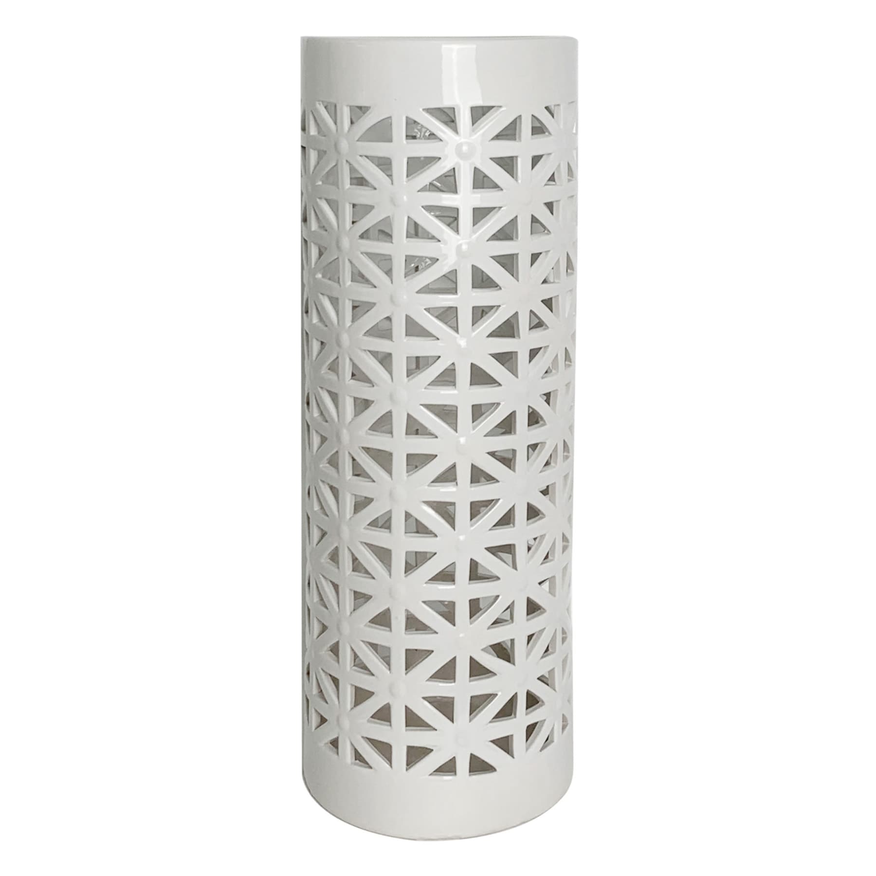 White Cutout Ceramic Vase, 24"