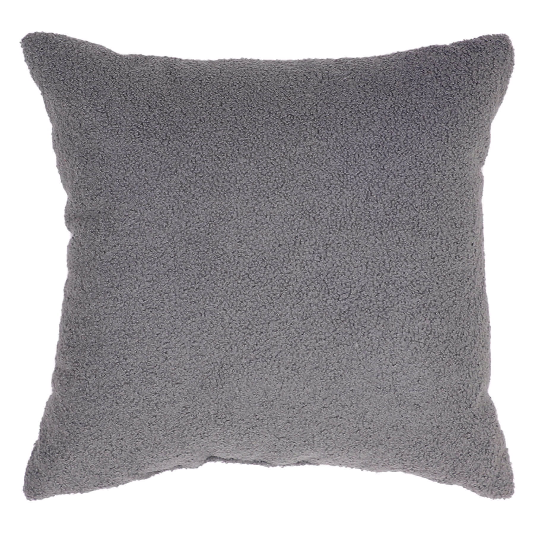 Honeybloom Dark Grey Teddy Boucle Throw Pillow, 18"