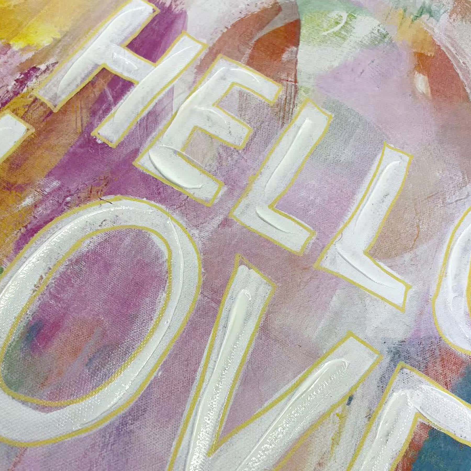 Hello Love Multicolor Canvas Wall Art, 12x16